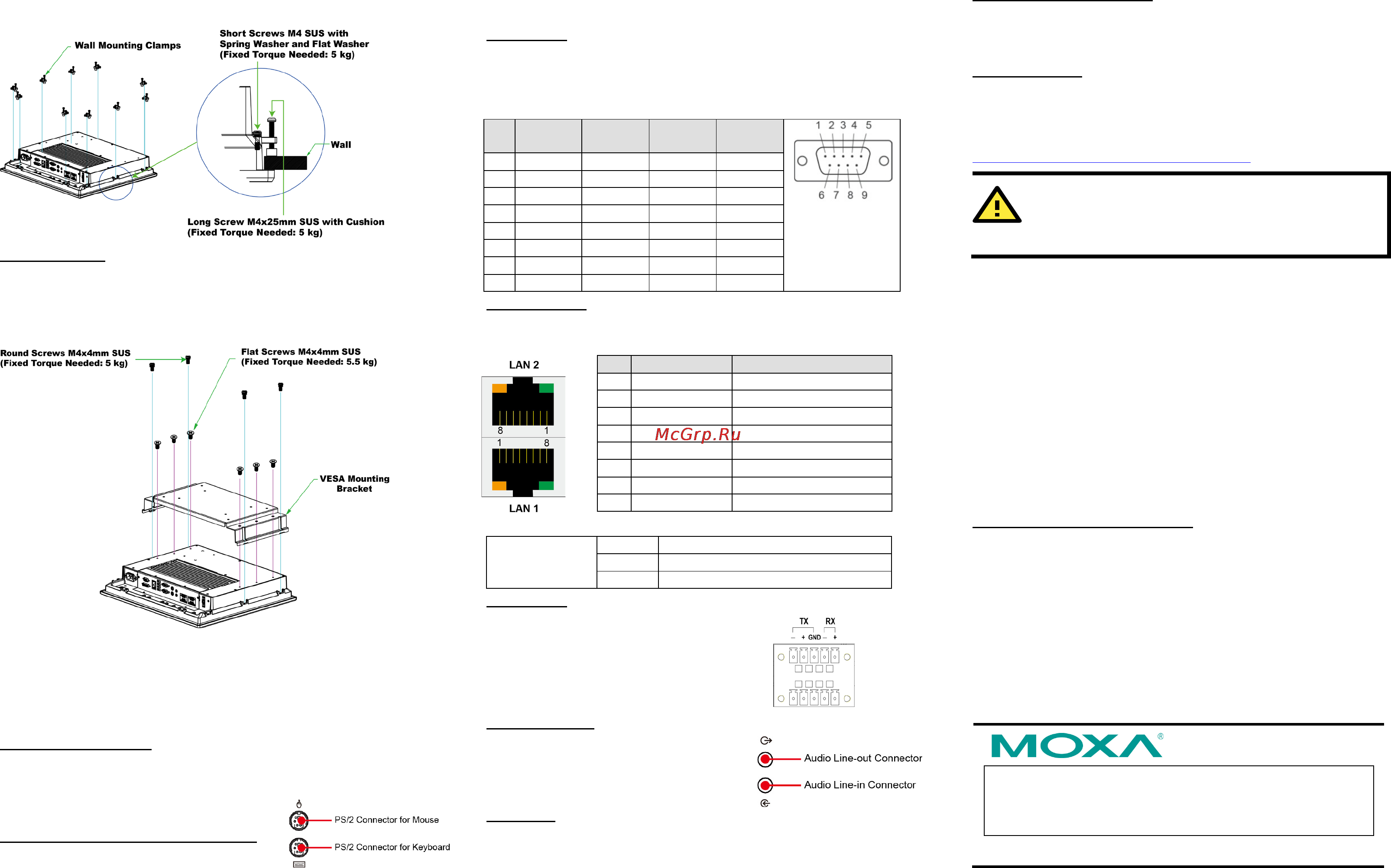 Moxa MPC-2190X [2/2] Connector description