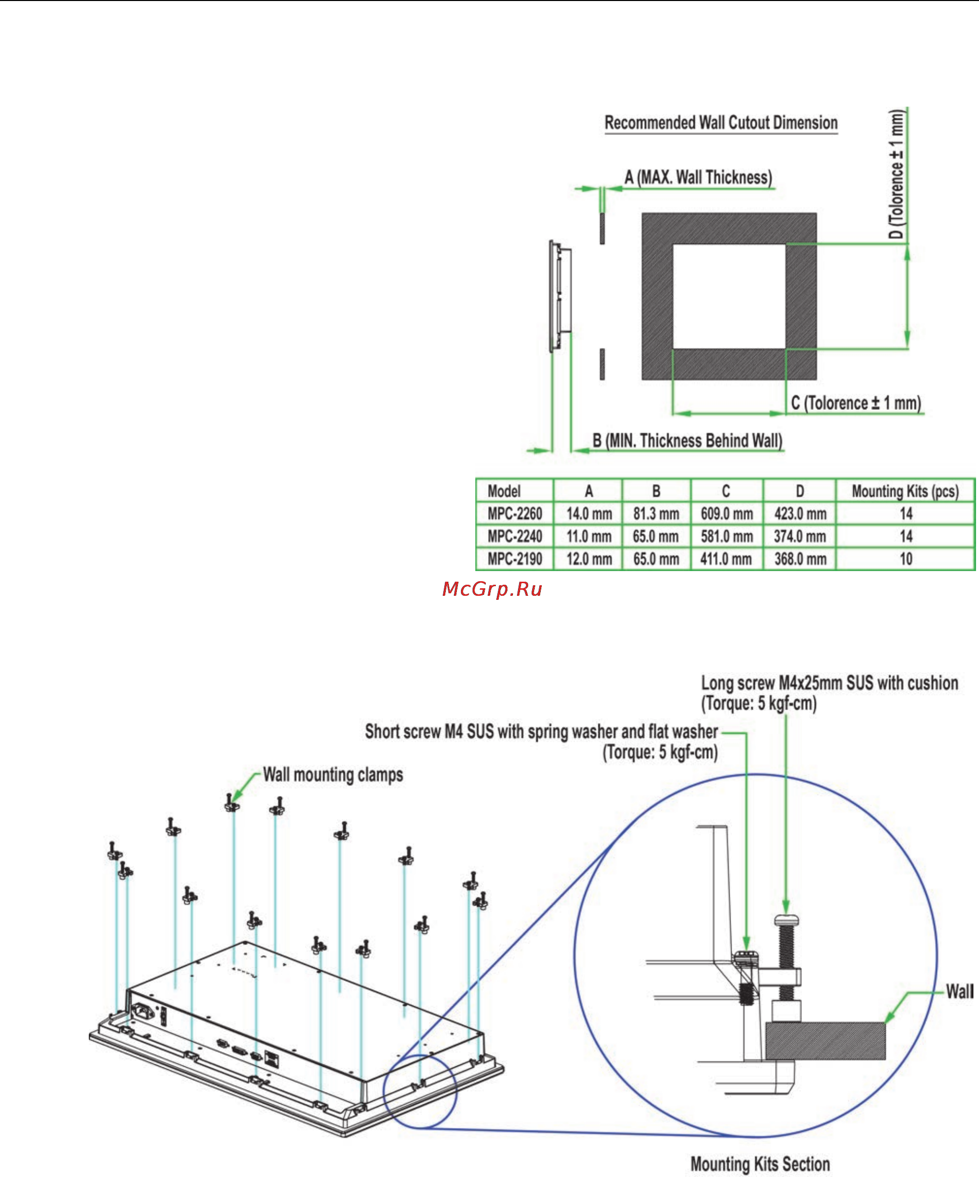 Moxa MPC-2267X [23/71] Panel mounting