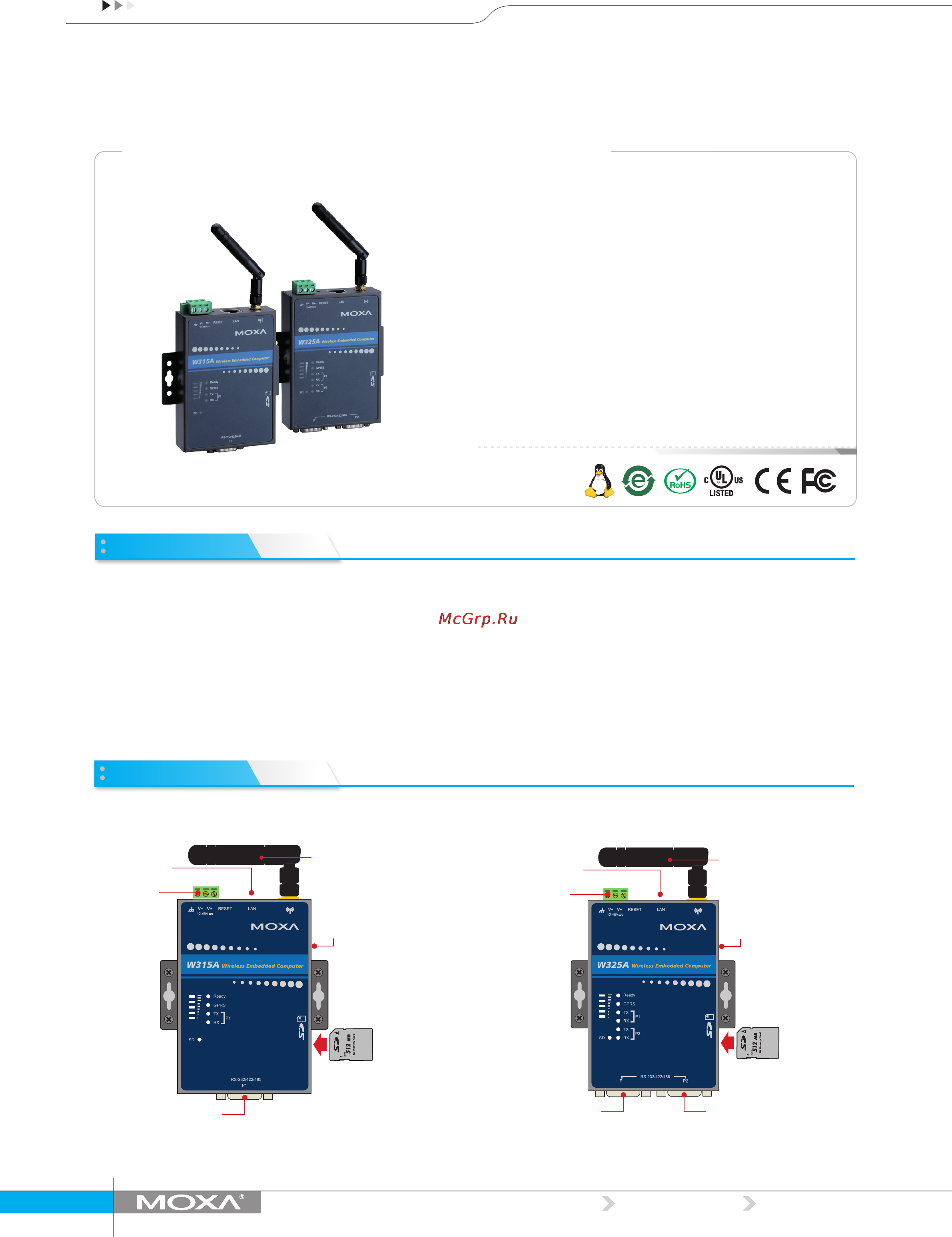 Moxa W406-LX Технические характеристики онлайн