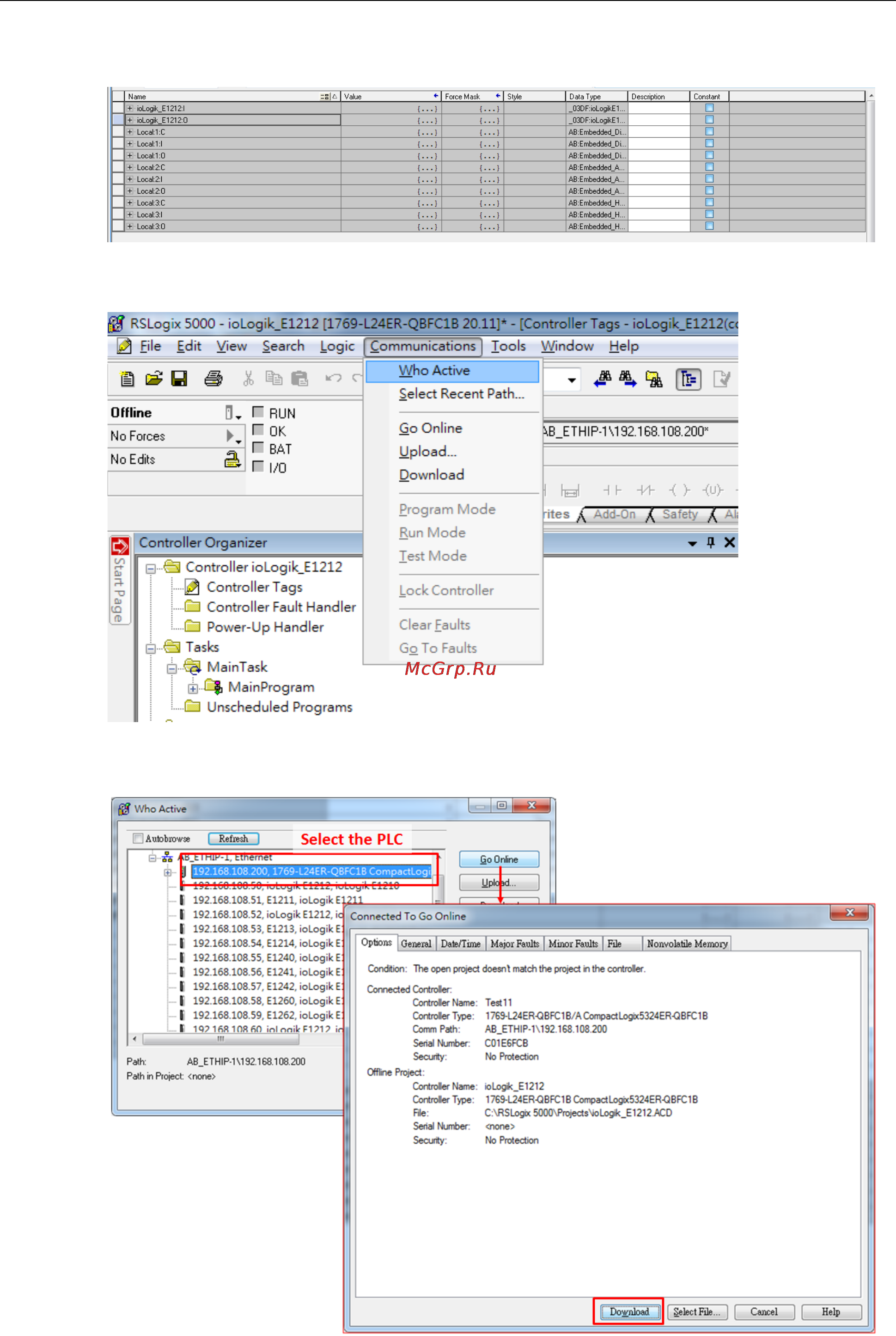 Moxa ioLogik E1262 [83/115] Iologik e1200 series how to connect the iologik e1200 to an allen bradley plc