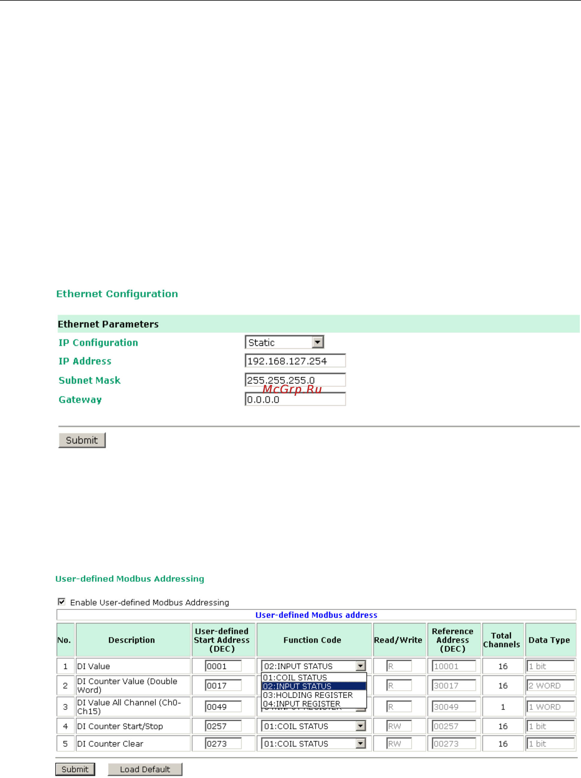 Moxa ioLogik E1510-M12-T [20/62] Ethernet configuration