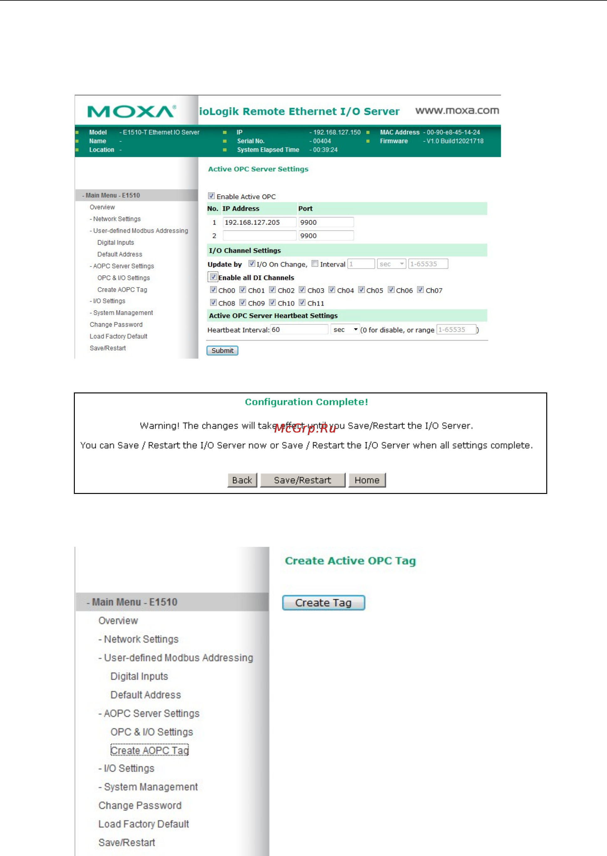 Moxa ioLogik E1510-M12-T [22/62] Iologik e1500 series using the web console