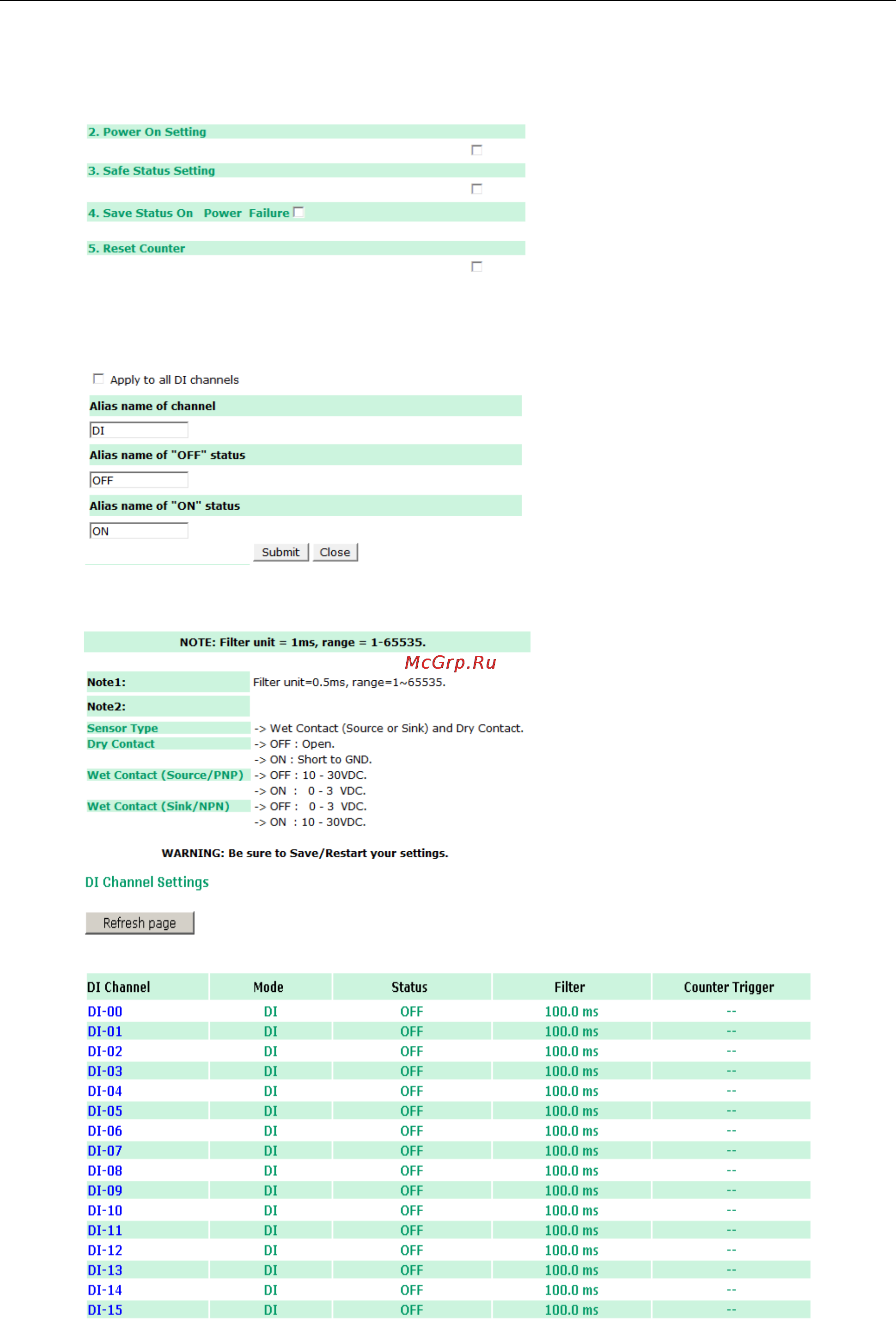 Moxa ioLogik E1510-M12-T [24/62] Iologik e1500 series using the web console