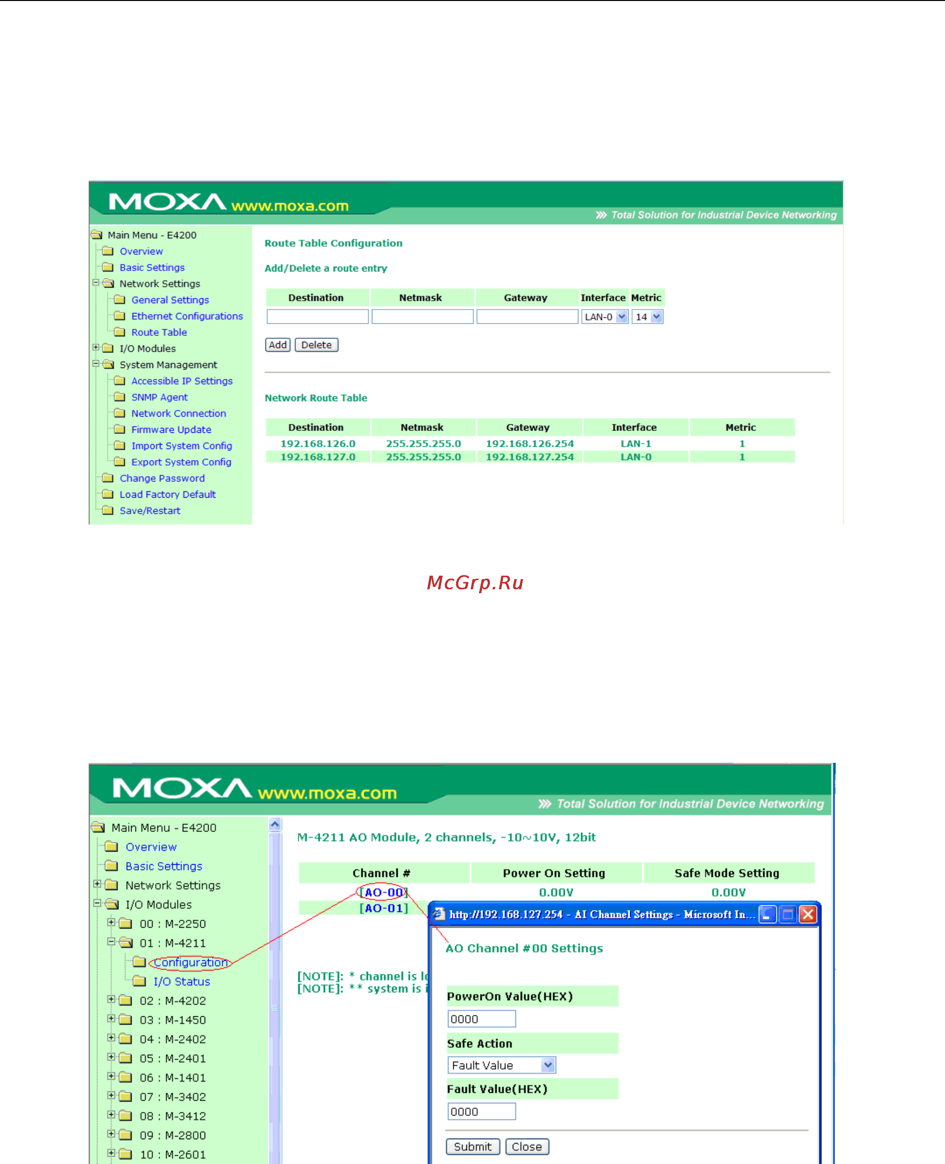 Moxa NA-4021 [51/94] Route table