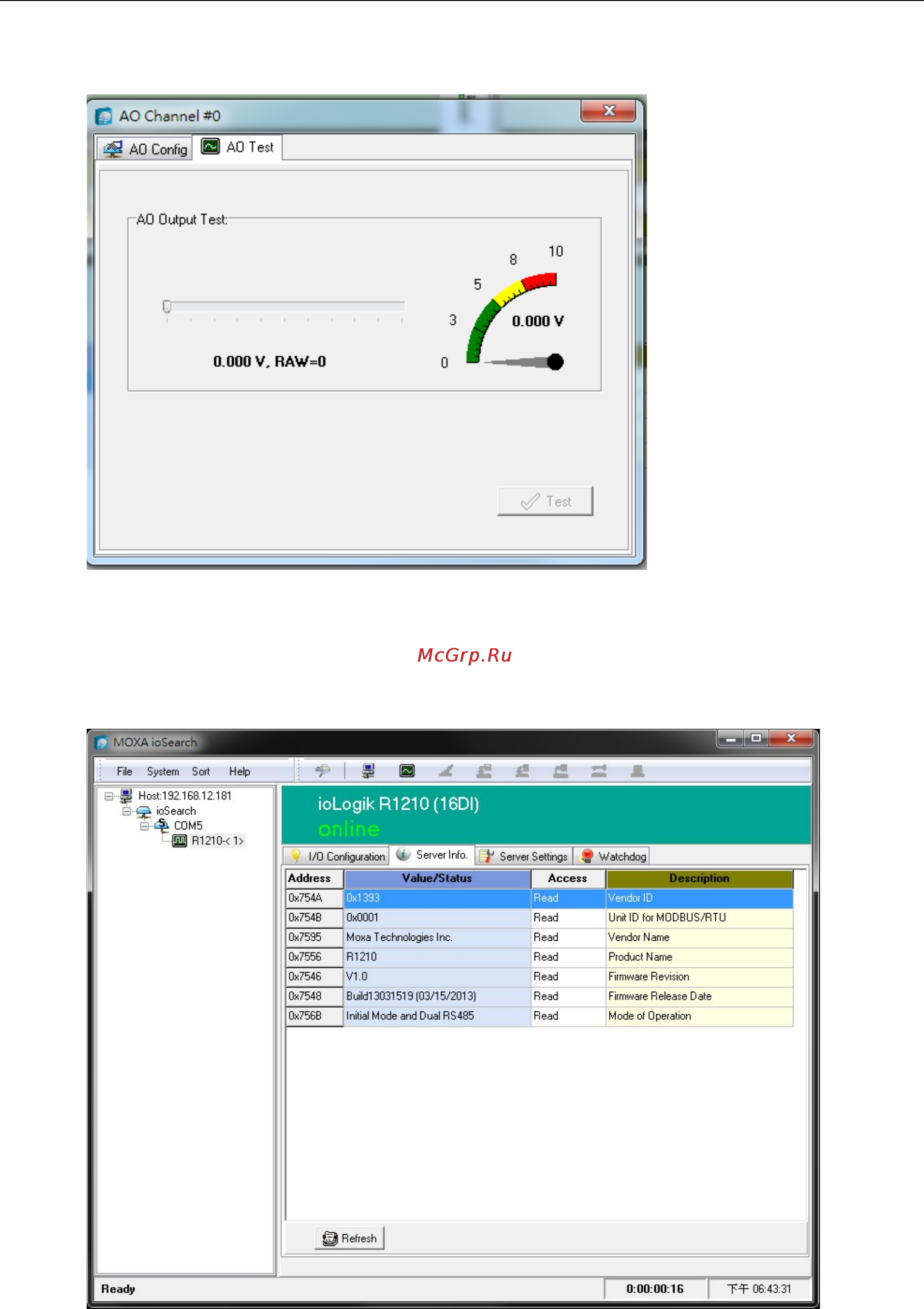 Moxa ioLogik R1214-T [40/64] Server info tab