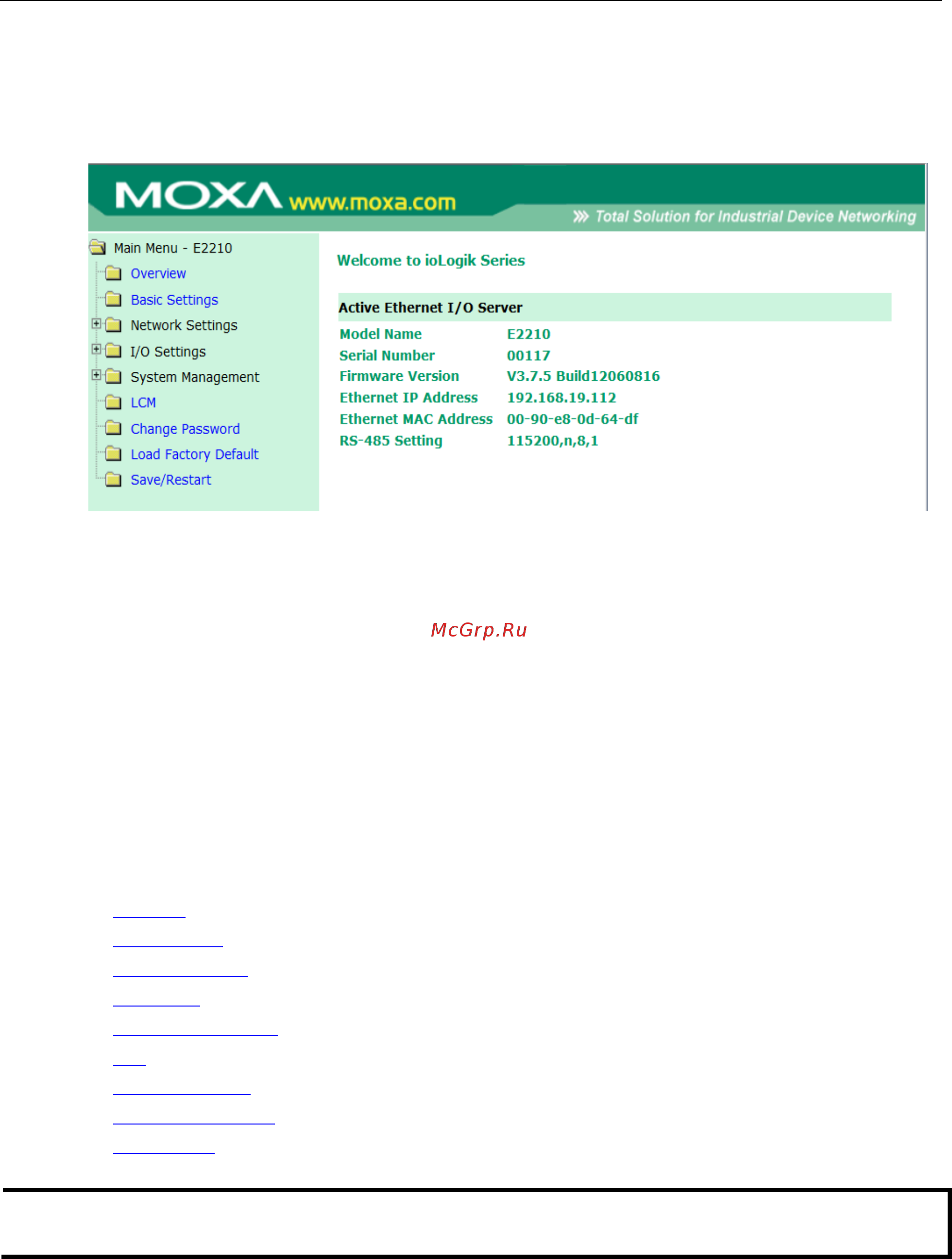 Moxa ioLogik E2210 [104/263] Introduction to the web console