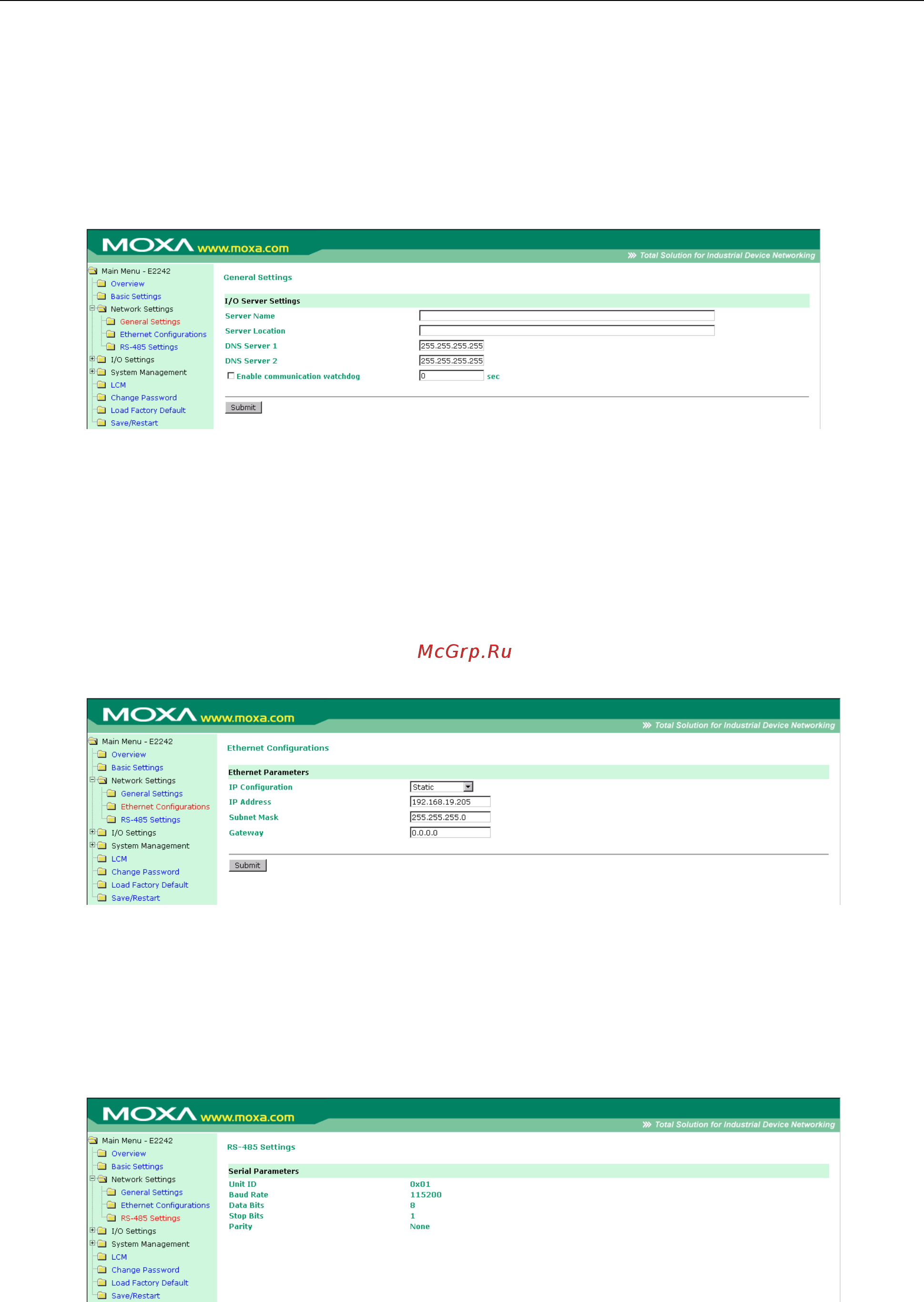 Moxa ioLogik E2240-T [106/263] Network settings