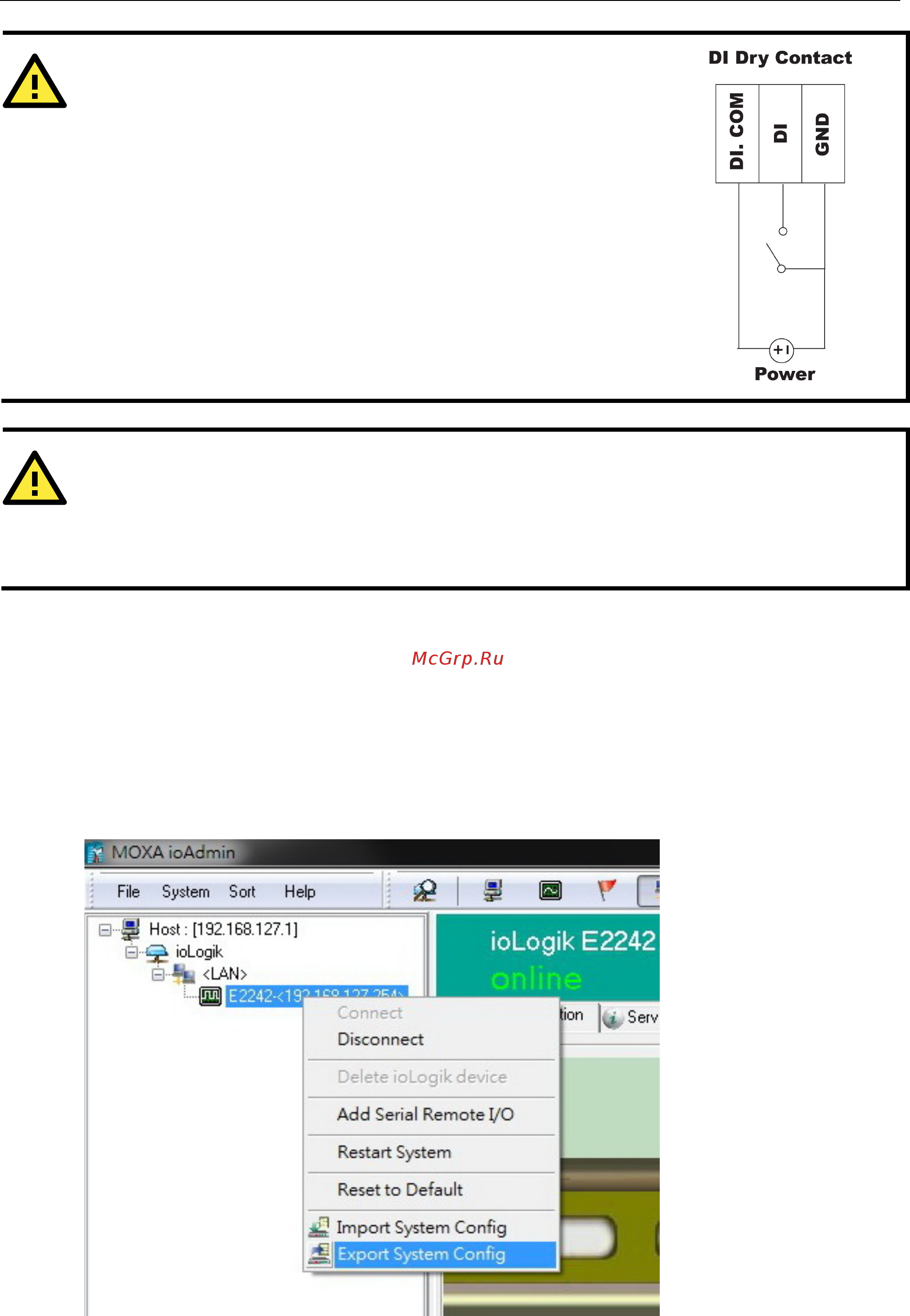 Moxa ioLogik E2214-T [30/263] Using ioadmin to import export configurations