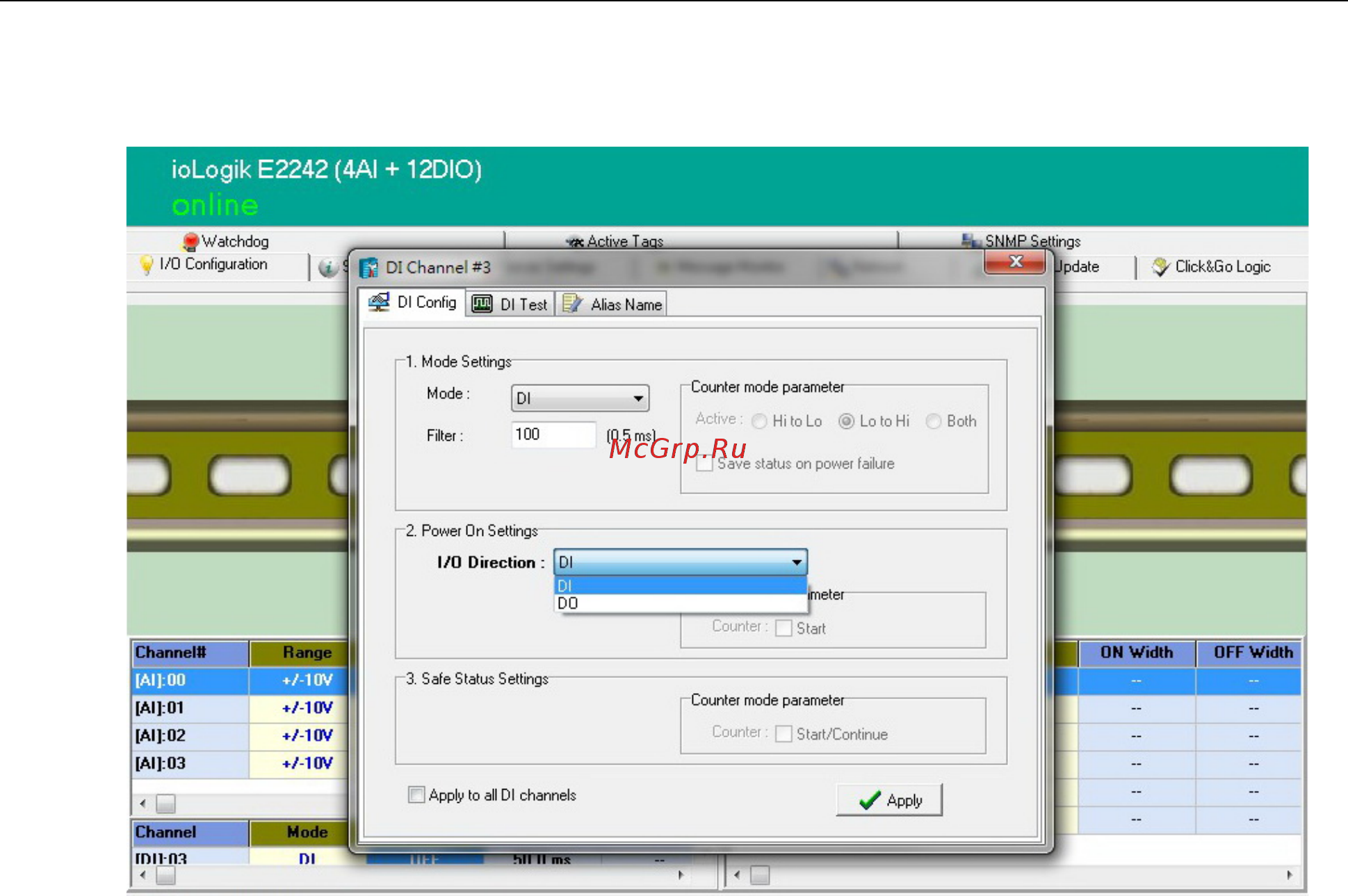 Moxa ioLogik E2212 [51/263] Configuring selectable dio channels