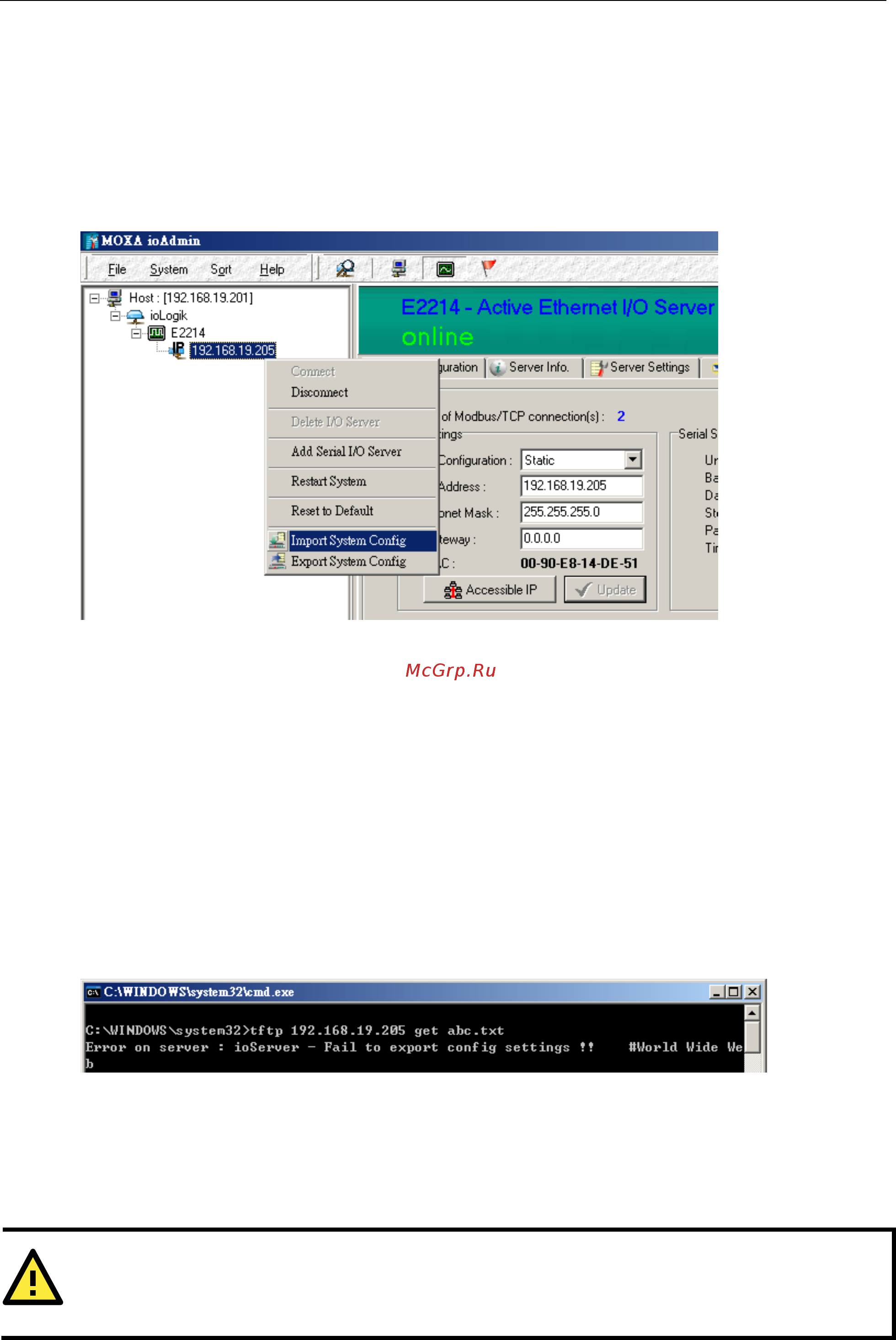 Moxa ioLogik E2210-T [57/90] Import system configuration
