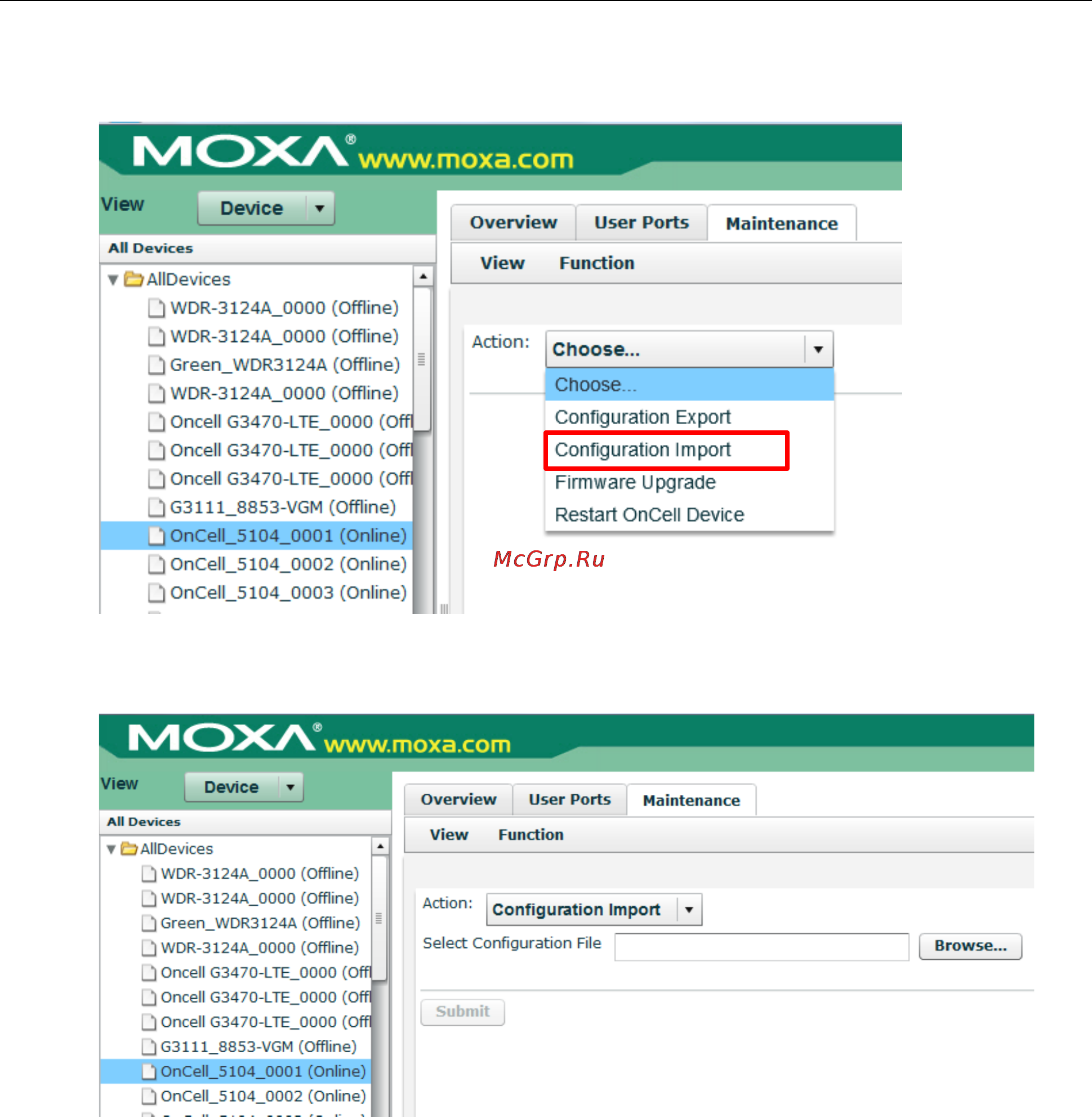 Moxa OnCell 5104-HSPA [32/34] Configuration import