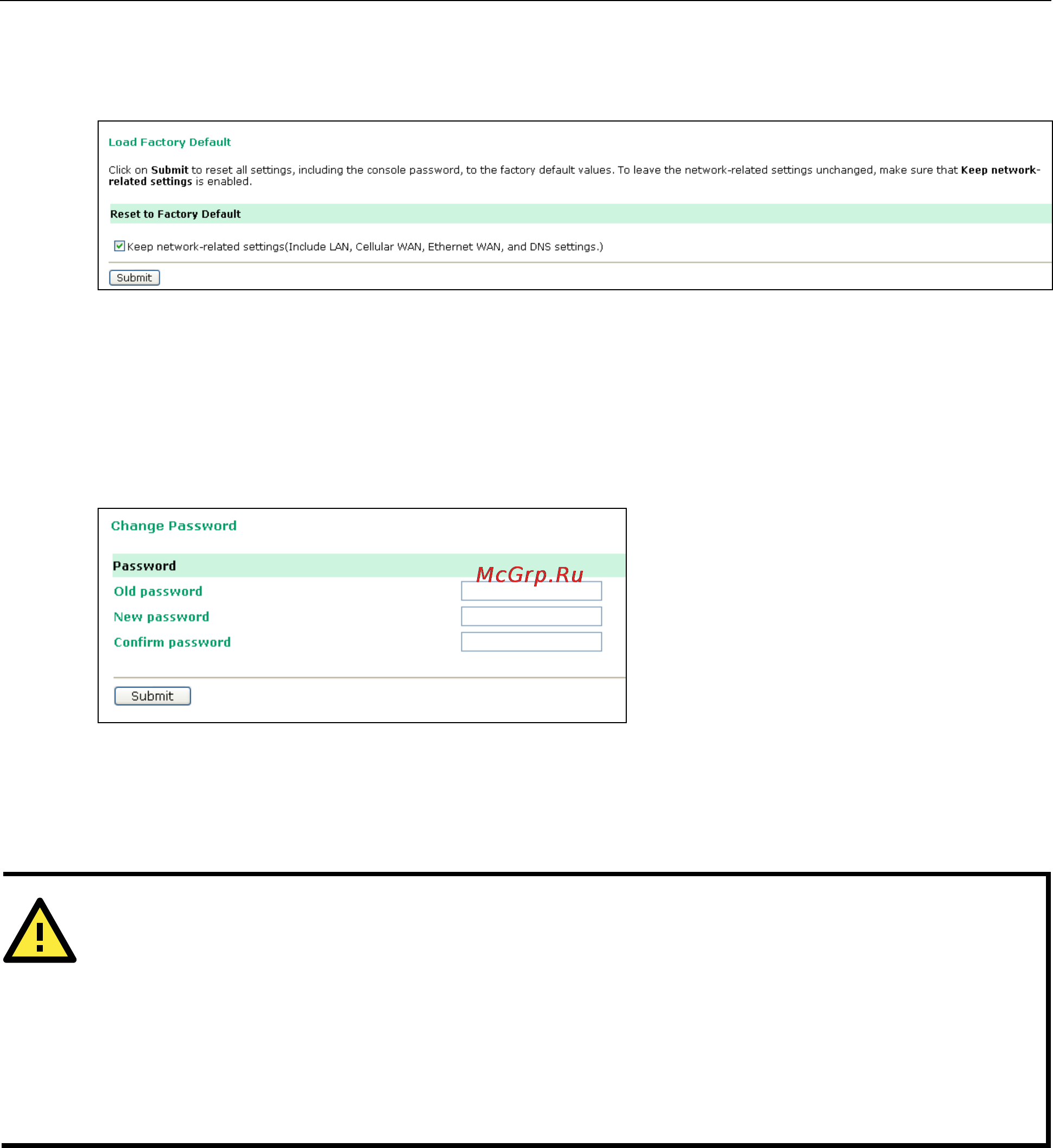 Moxa OnCell 5104-HSPA-T [43/67] Load factory defaults