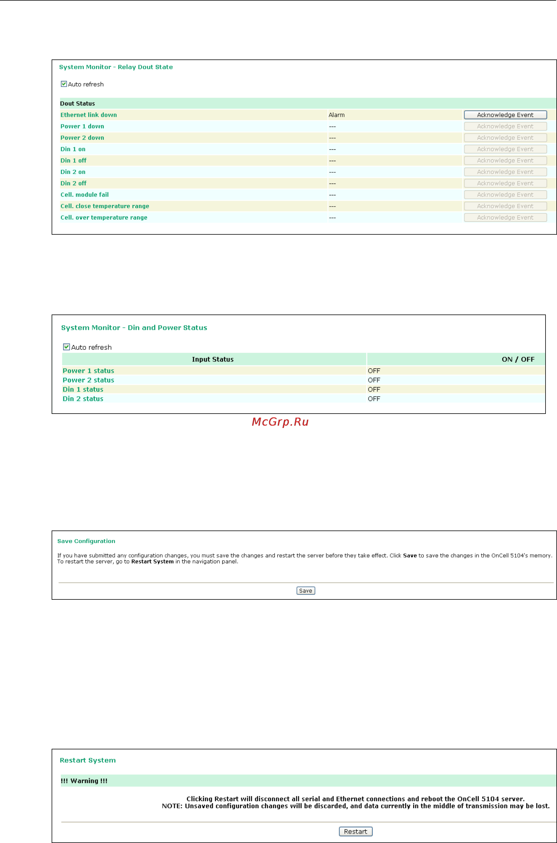 Moxa OnCell 5104-HSPA [48/67] Din and power status