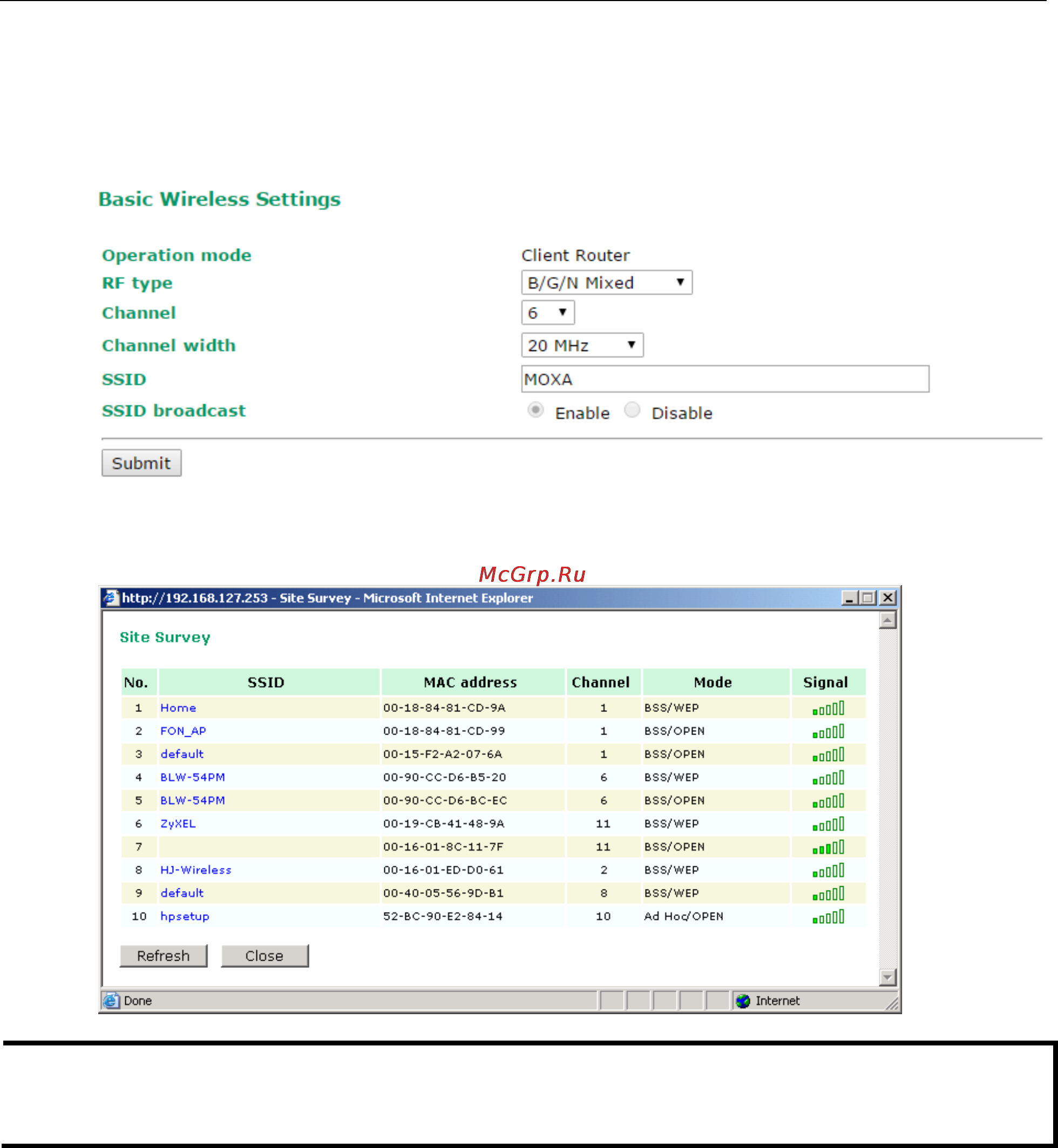 Moxa WDR-3124A-EU [38/94] Site survey client mode only