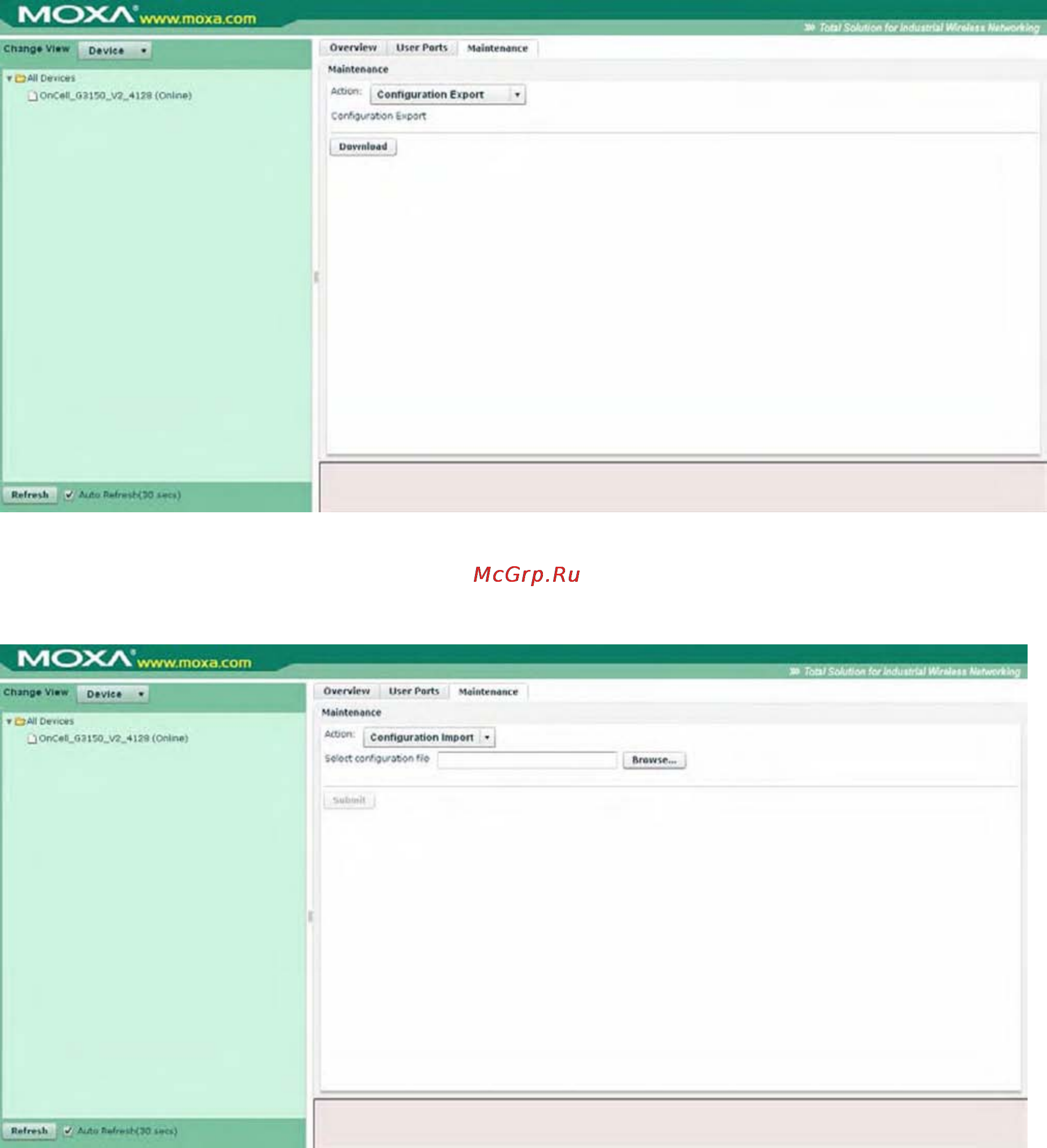 Moxa OnCell G3151 [112/184] Импорт настроек configuration import