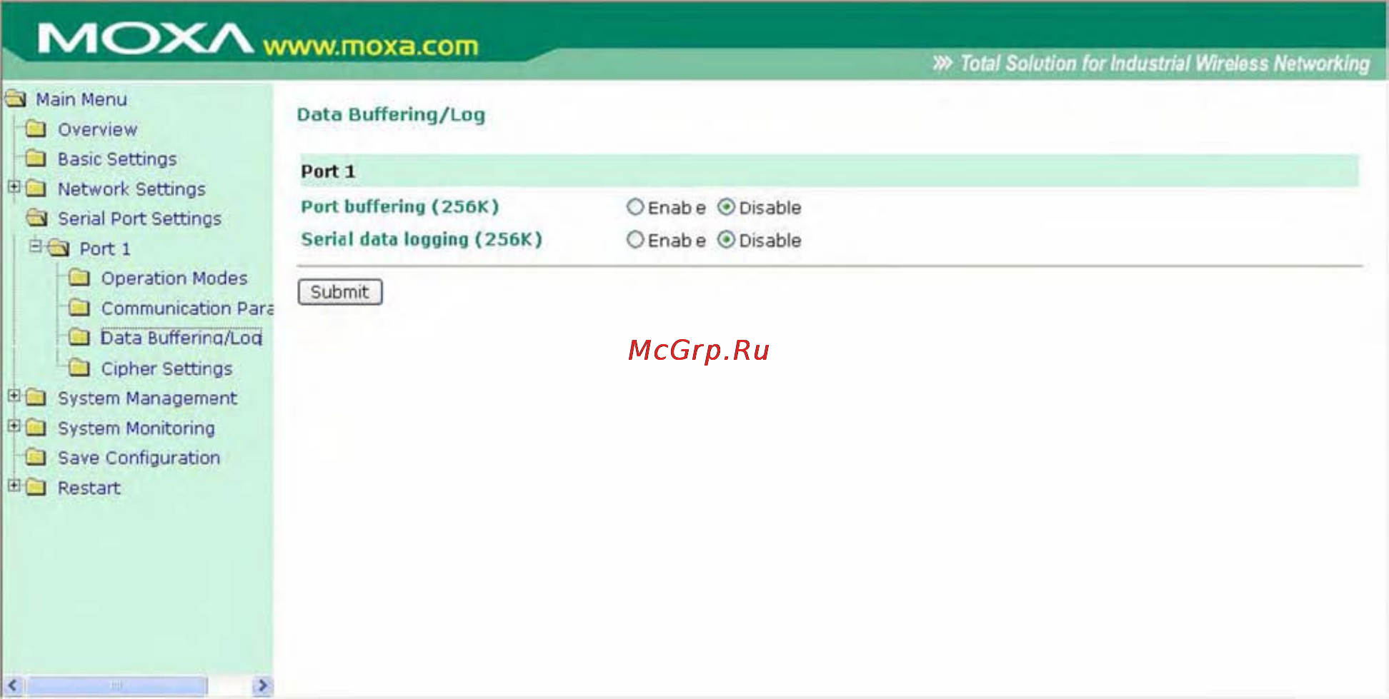 Moxa OnCell G3151 [116/184] Буферизация данных системных записей
