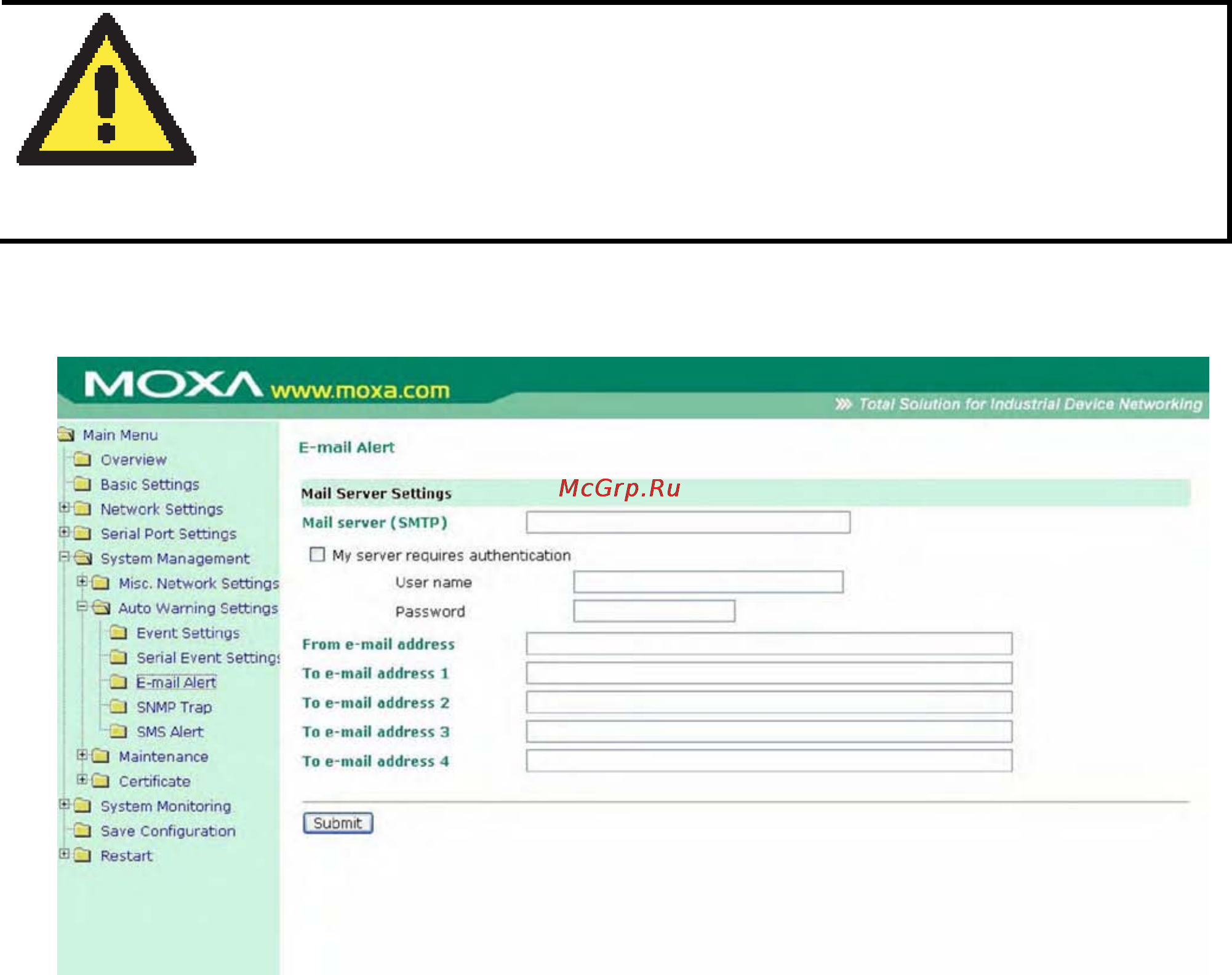 Moxa OnCell G3151 [126/184] Оповещение по e mail e mail alert