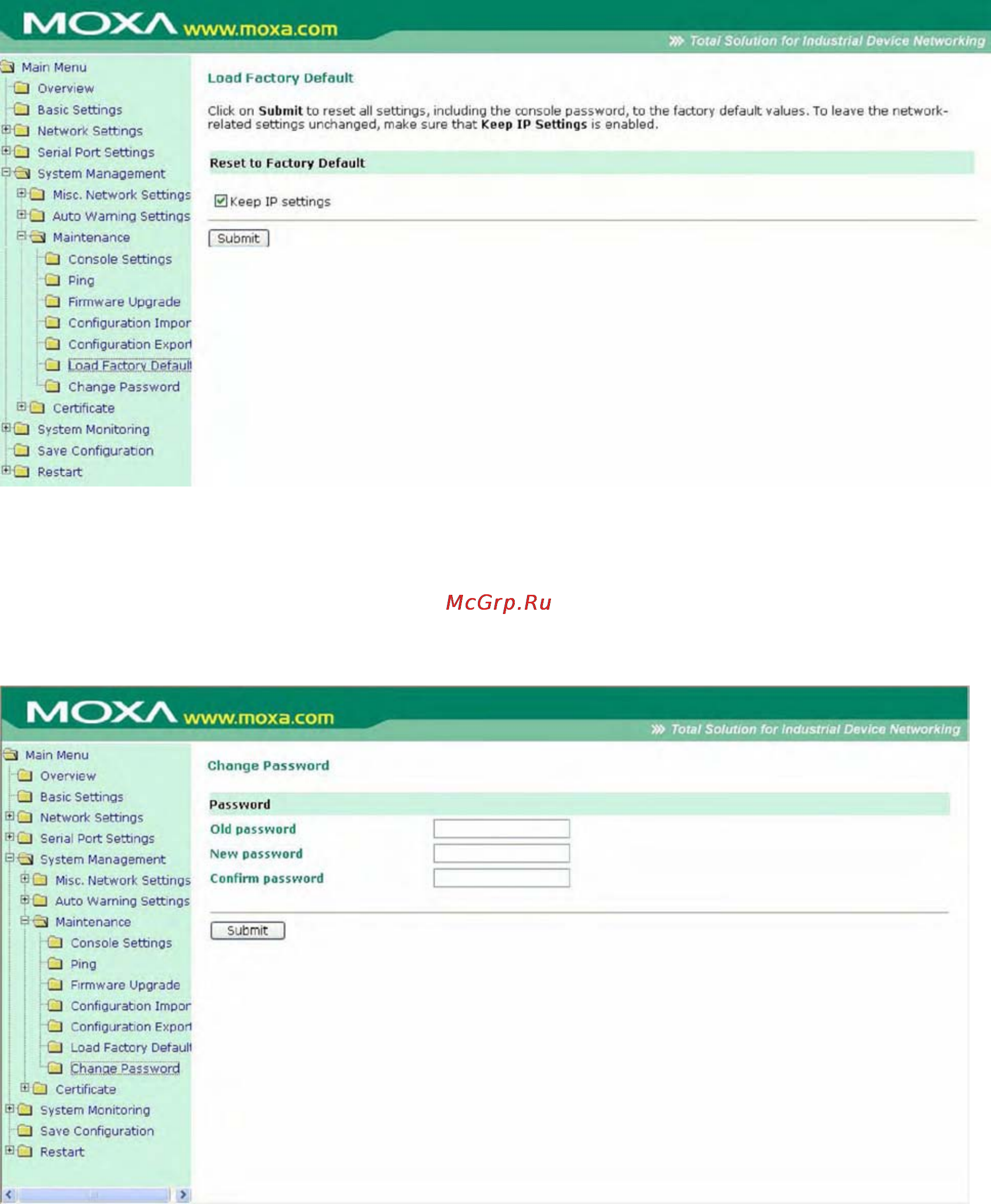 Moxa OnCell G3211 [132/184] Заводские настройки по умолчанию load factory defaults