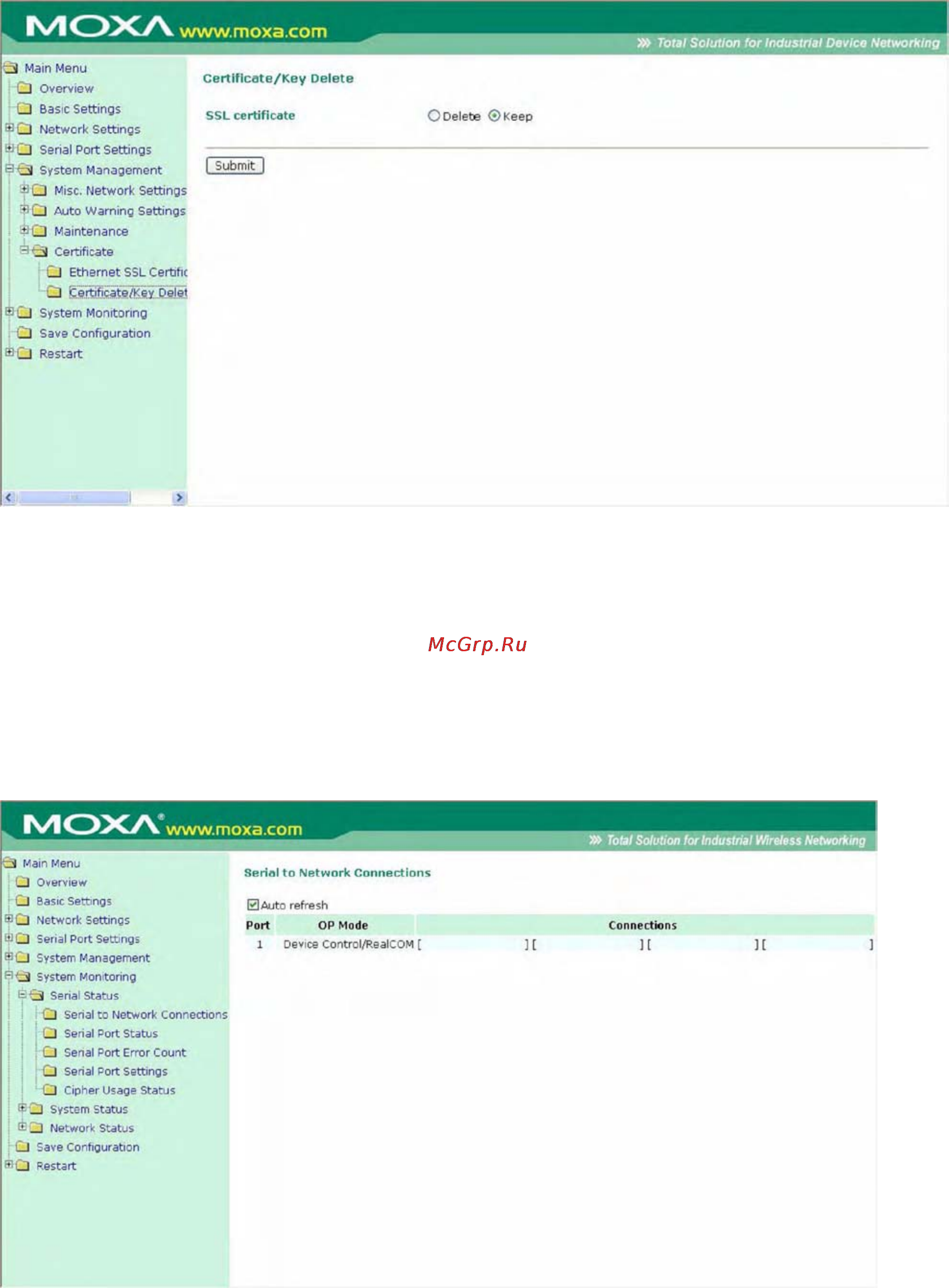Moxa OnCell G3211 [134/184] Соединение последовательных портов с ethernet сетью serial to network connections