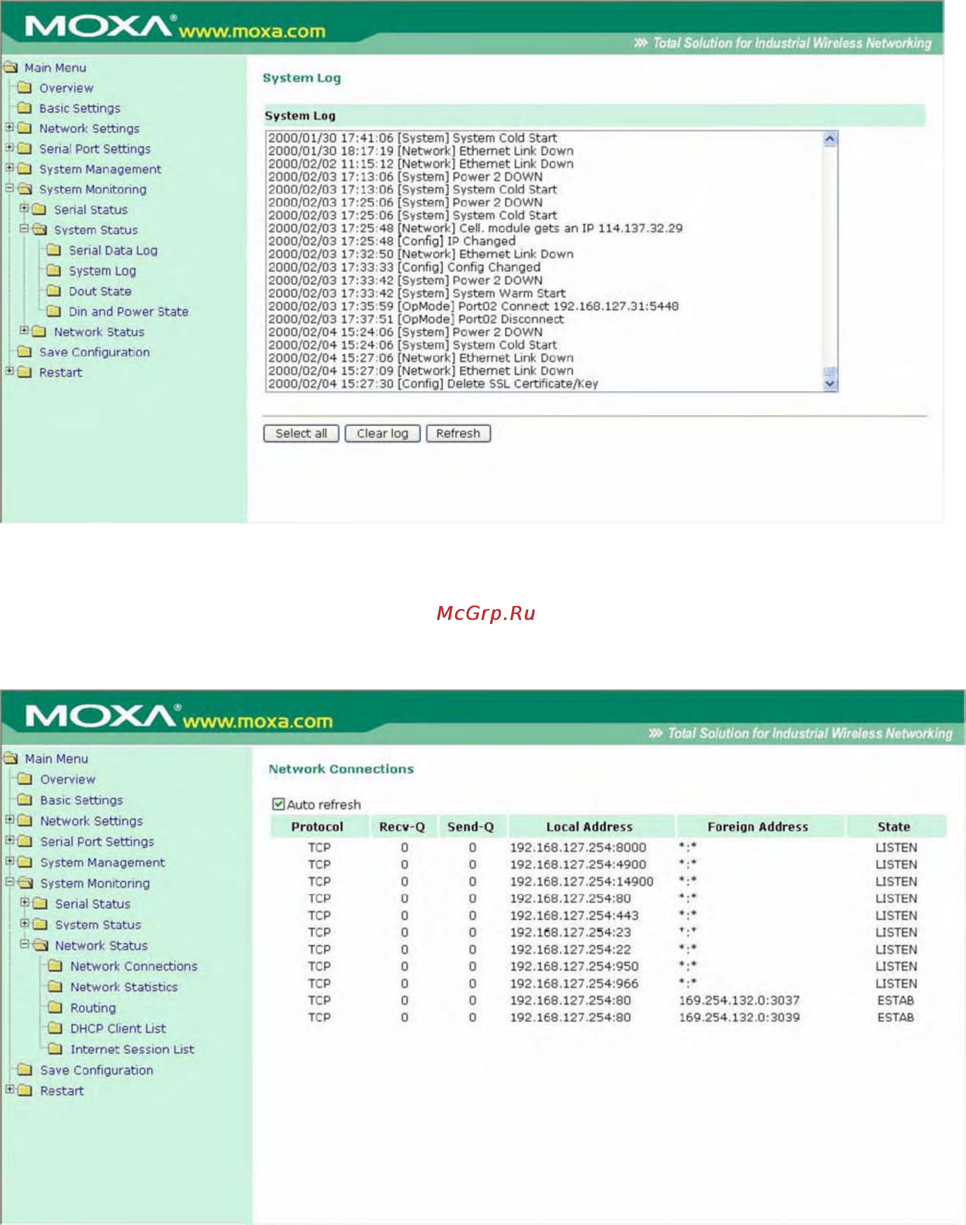 Moxa OnCell G3151 [138/184] Состояние сети network status
