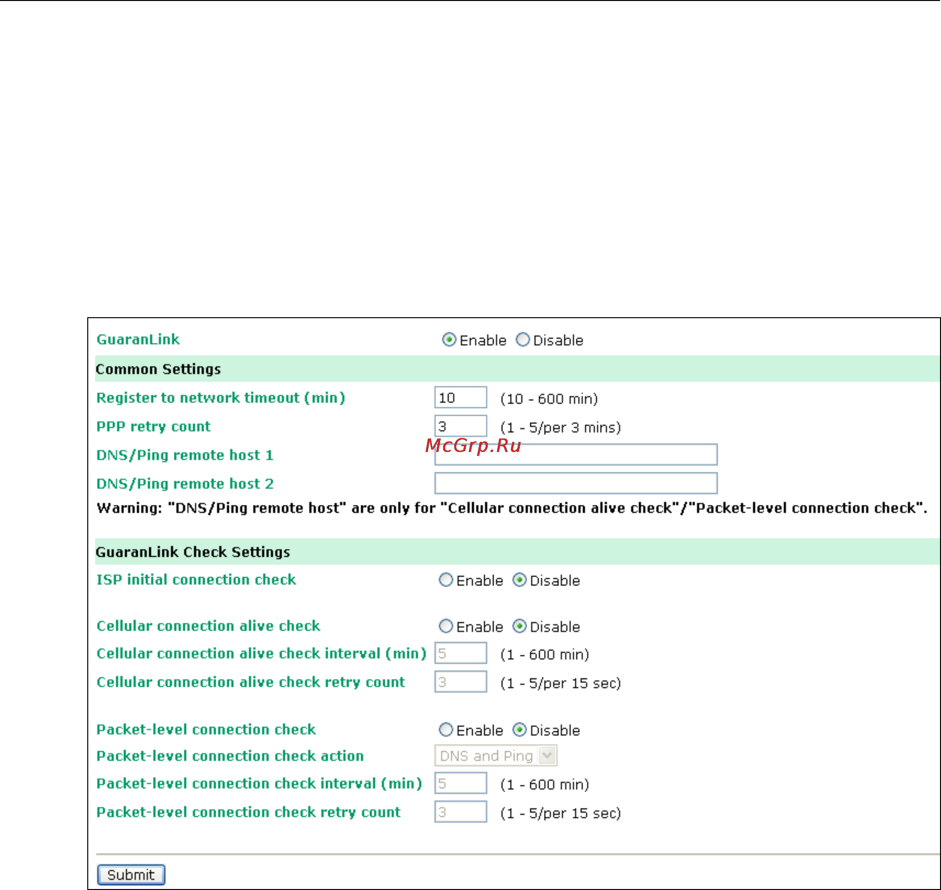 Moxa OnCell G3150-HSPA-T [53/172] Guaranlink settings