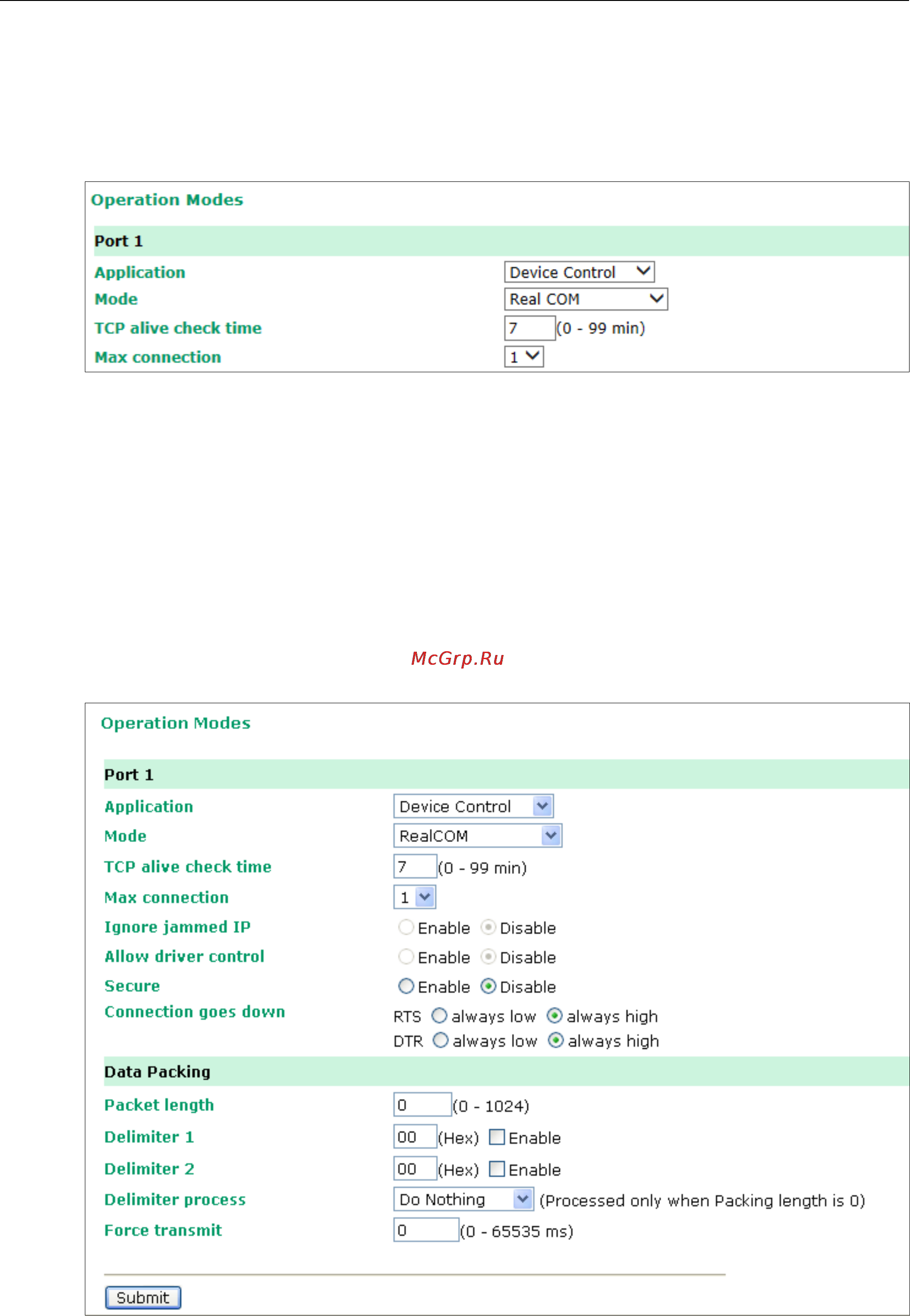 Moxa OnCell G3150-HSPA-T [62/172] Real com mode