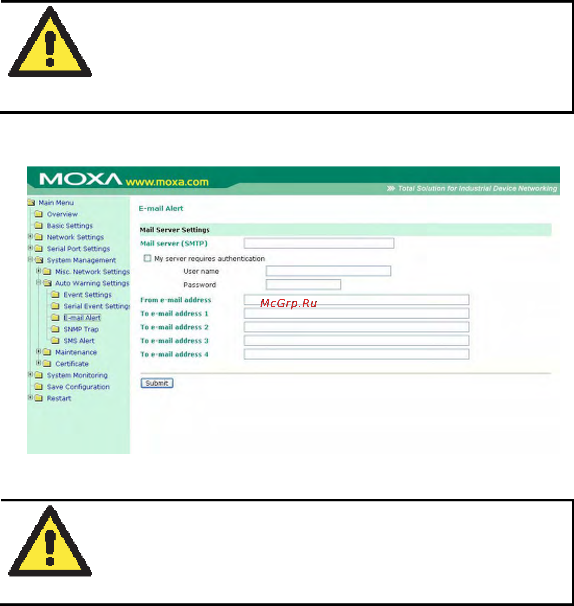 Moxa OnCell G3150-T [155/212] Оповещение по e mail e mail alert