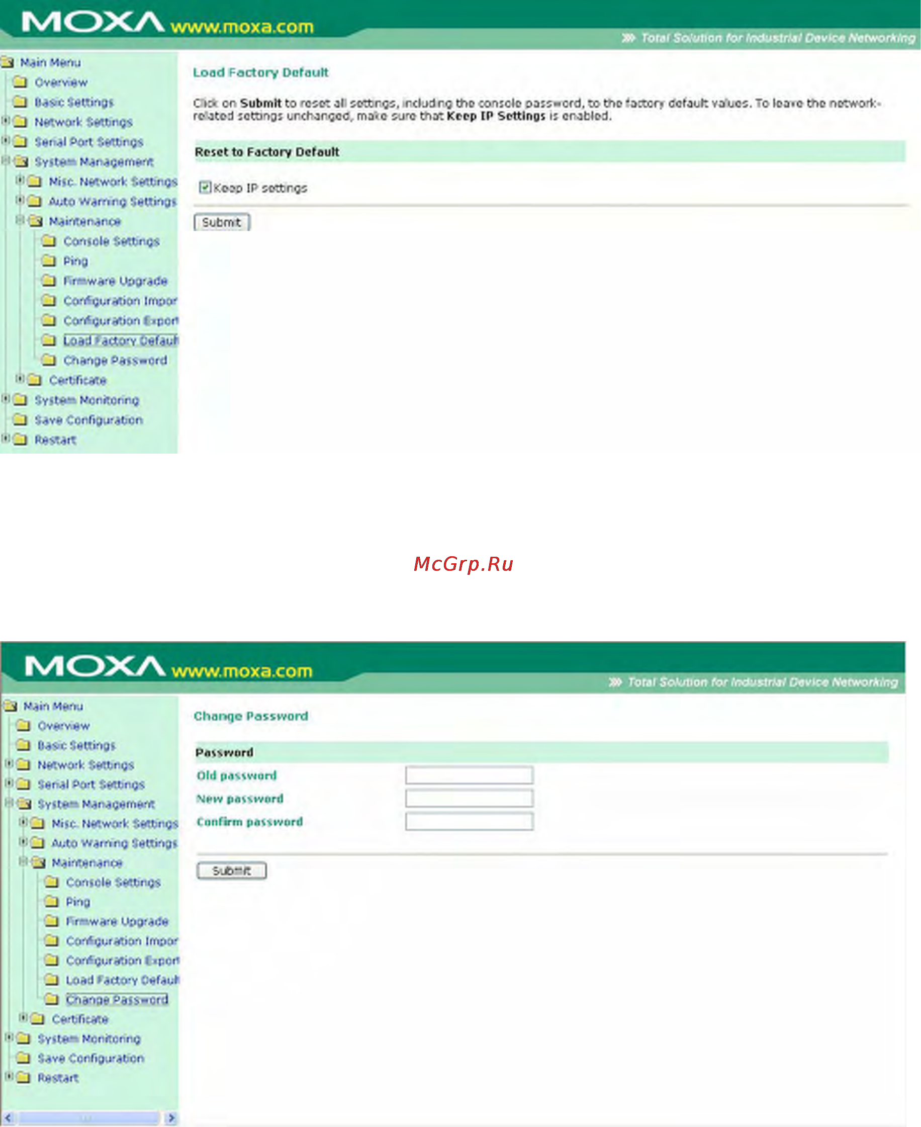 Moxa OnCell G3150-T [160/212] Заводские настройки по умолчанию load factory defaults
