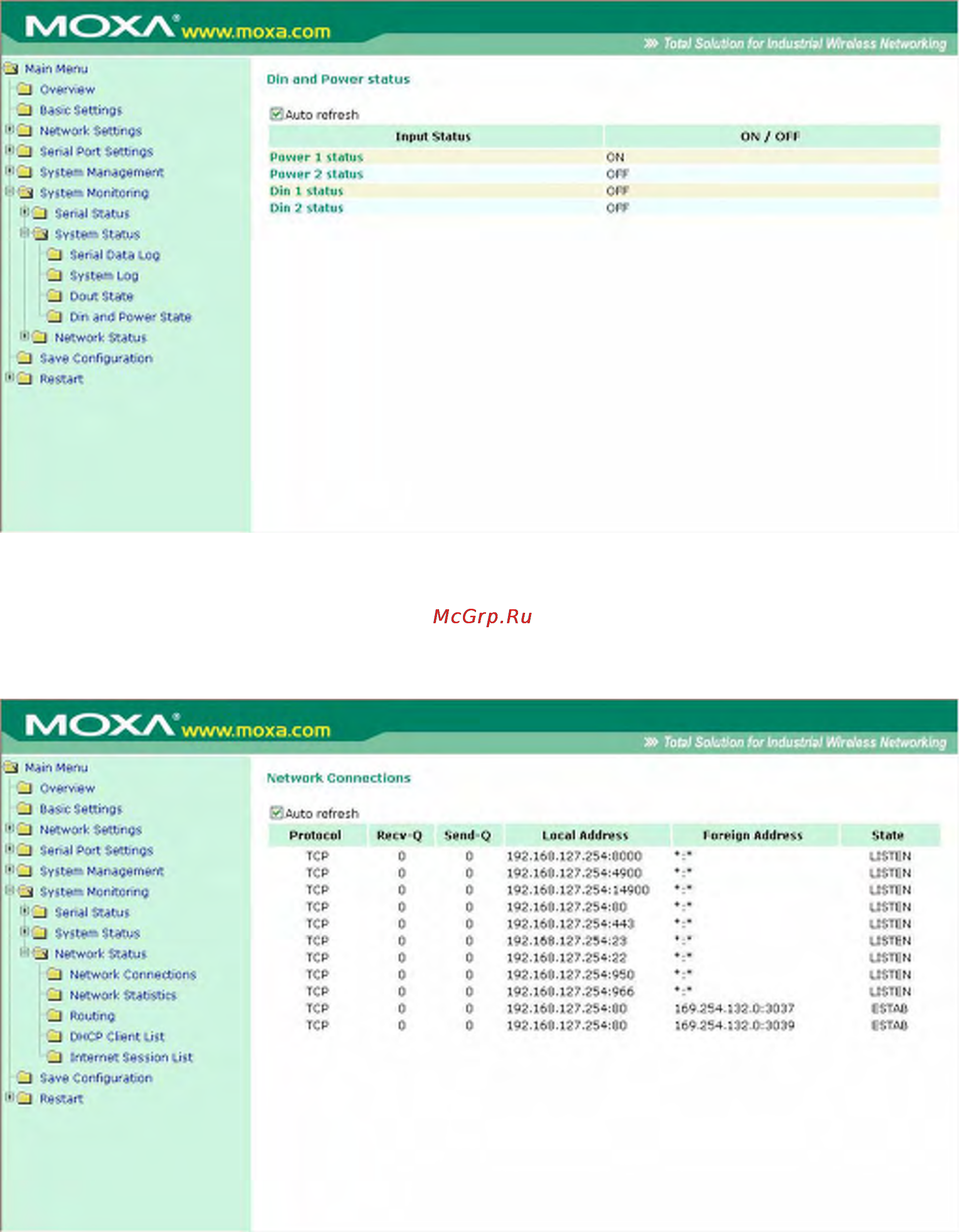 Moxa OnCell G3150 [167/212] Состояние сети network status