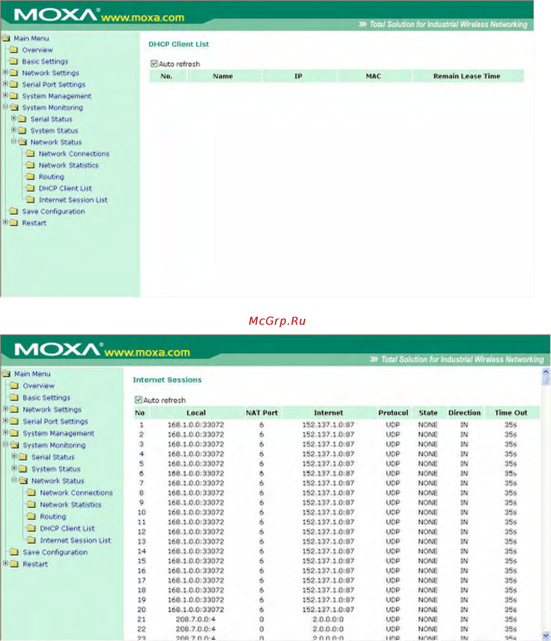 Moxa OnCell G3110-T [169/212] Список dhcp клиентов dhcp client list
