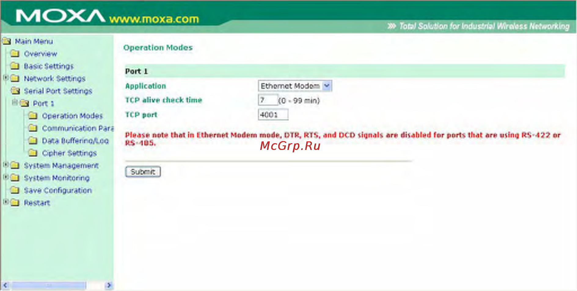 Moxa OnCell G3110-T [85/212] Режим ethernet modem