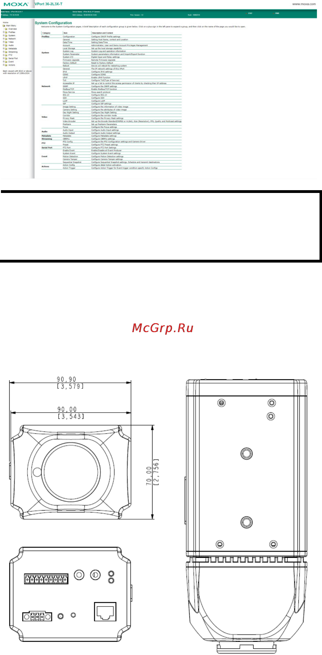 Moxa VPort 36-2L2X-T [7/9] Dimensions mm inch