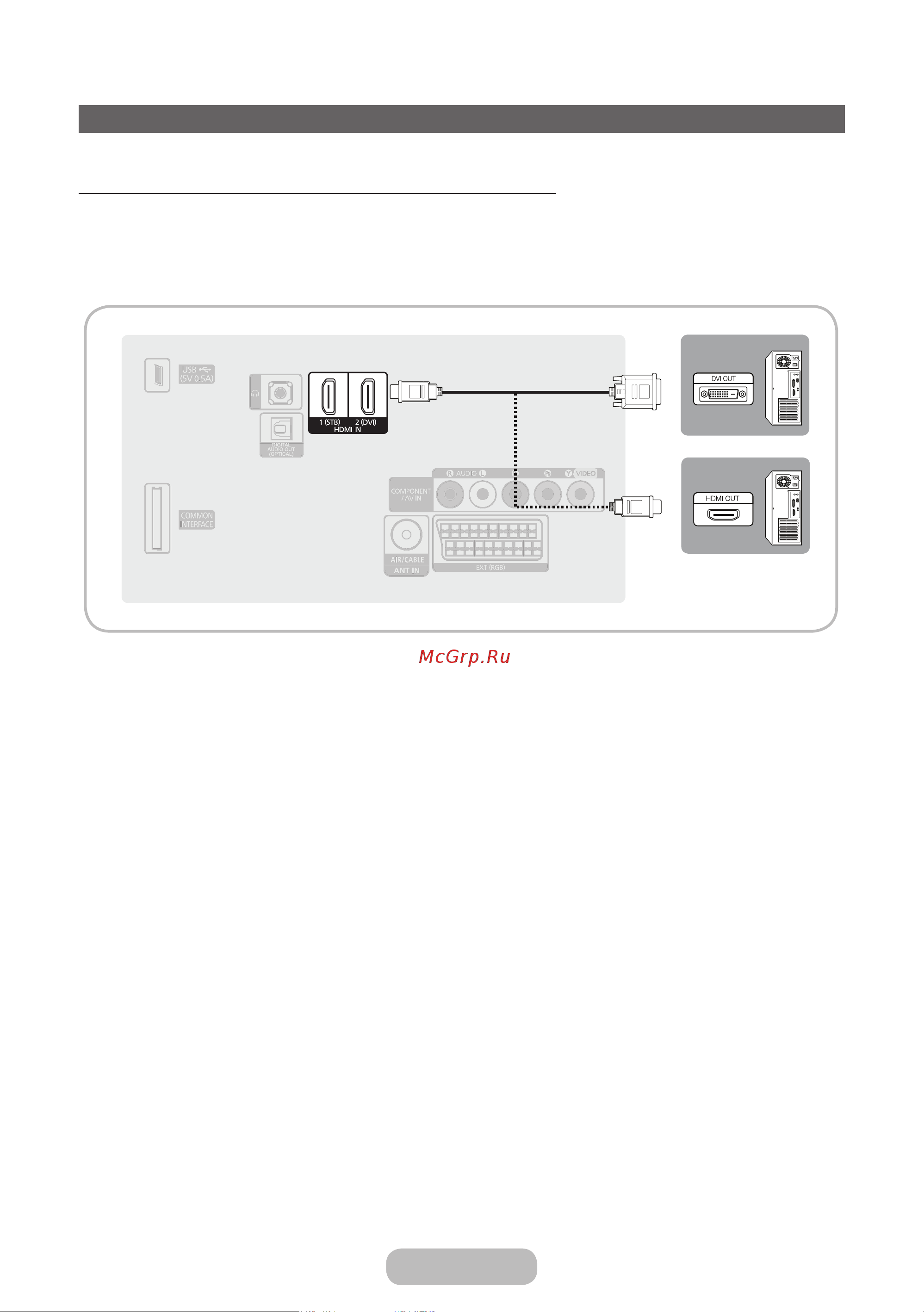 Samsung lt32e310ex [24/92] Подключение с помощью кабеля hdmi или hdmi dvi