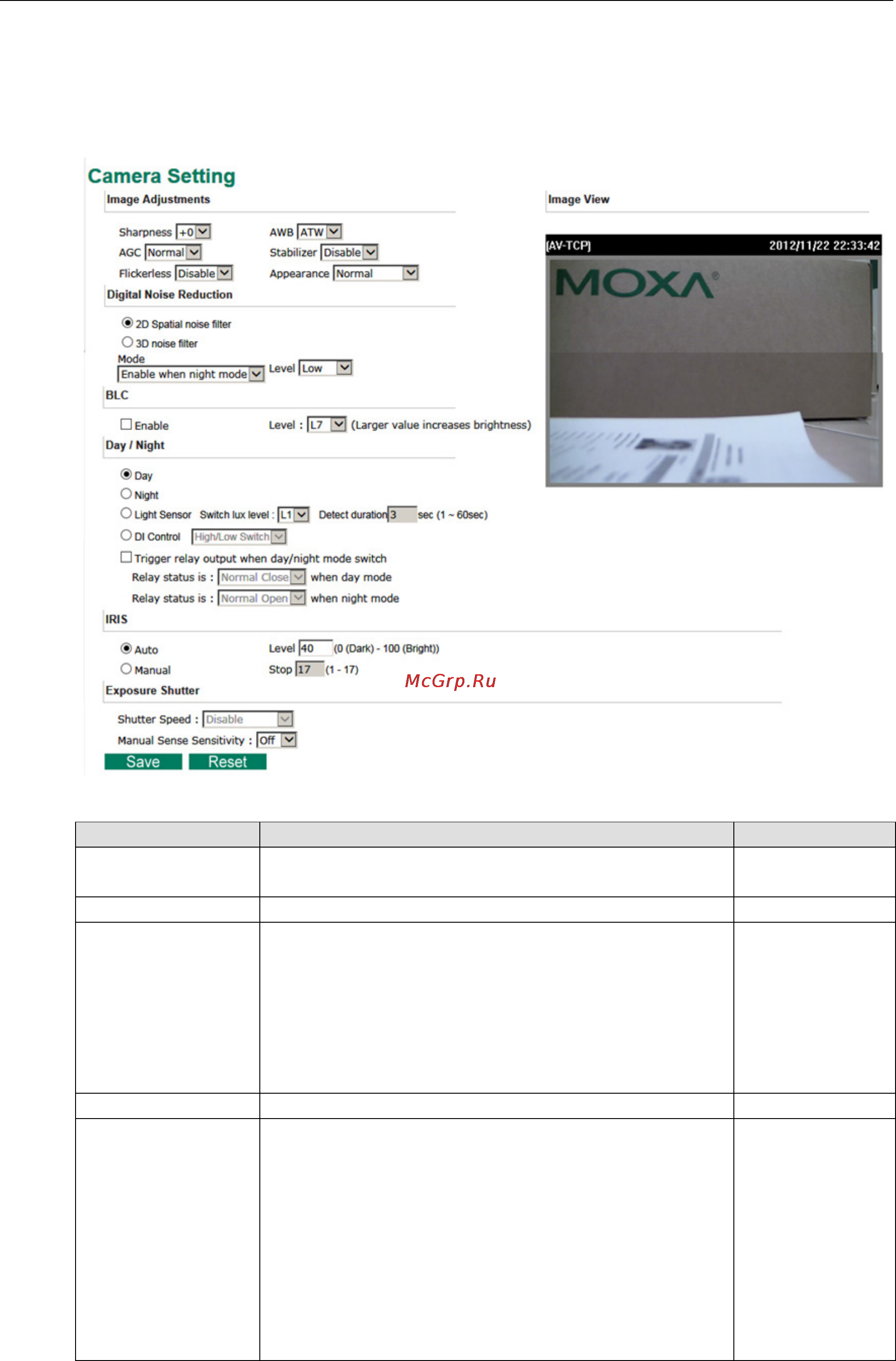 Moxa VPort 56-2MP-CAM10X-S-SC [44/71] Camera setting