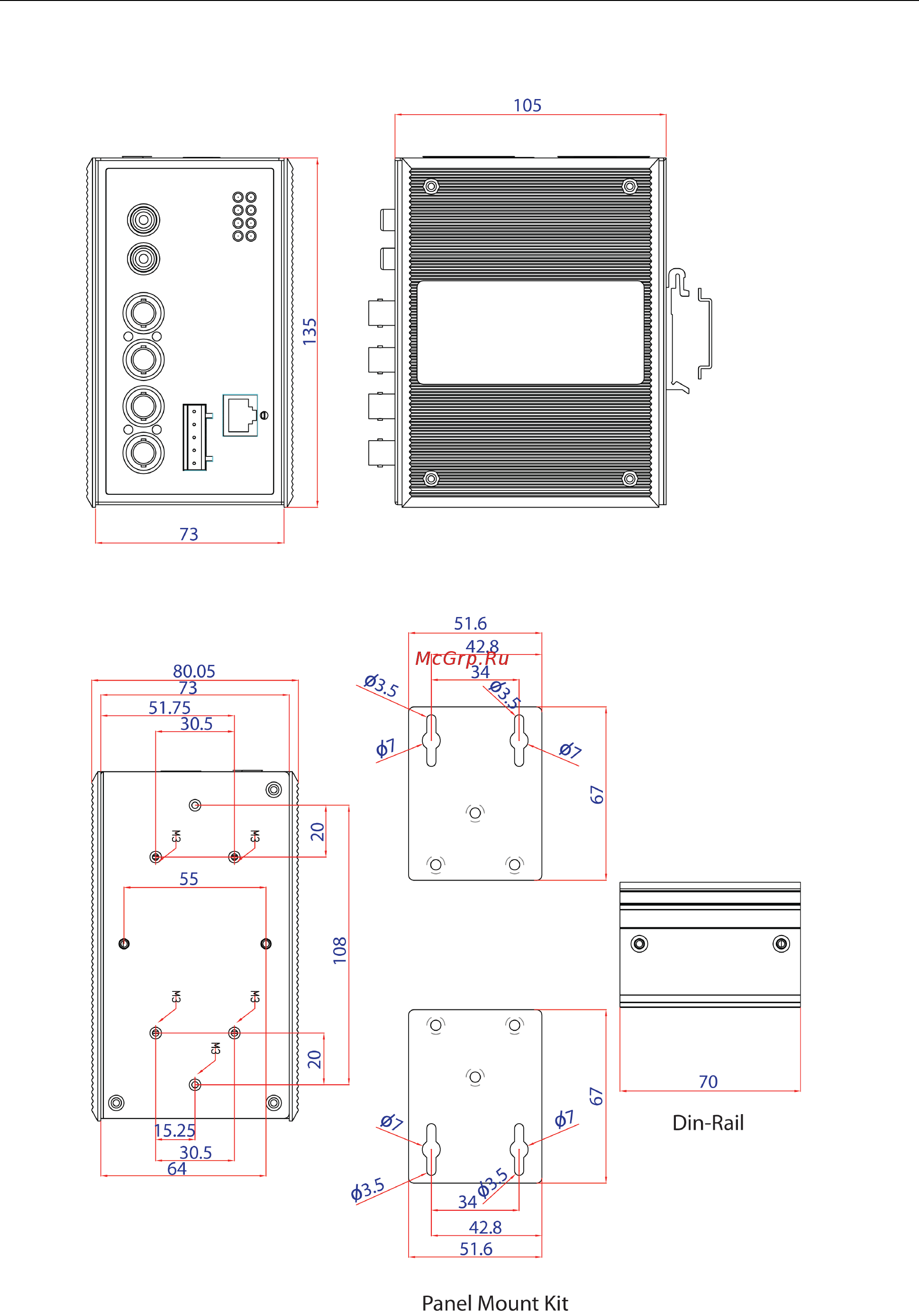 Moxa VPort 461A [24/88] Mounting the vport 364a dimension