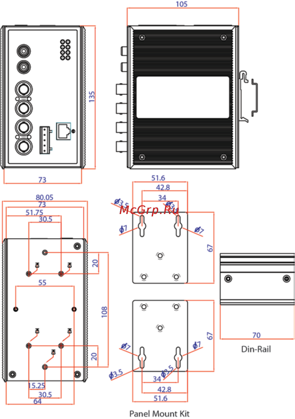 Moxa VPort 364A [11/21] Mounting dimensions unit mm