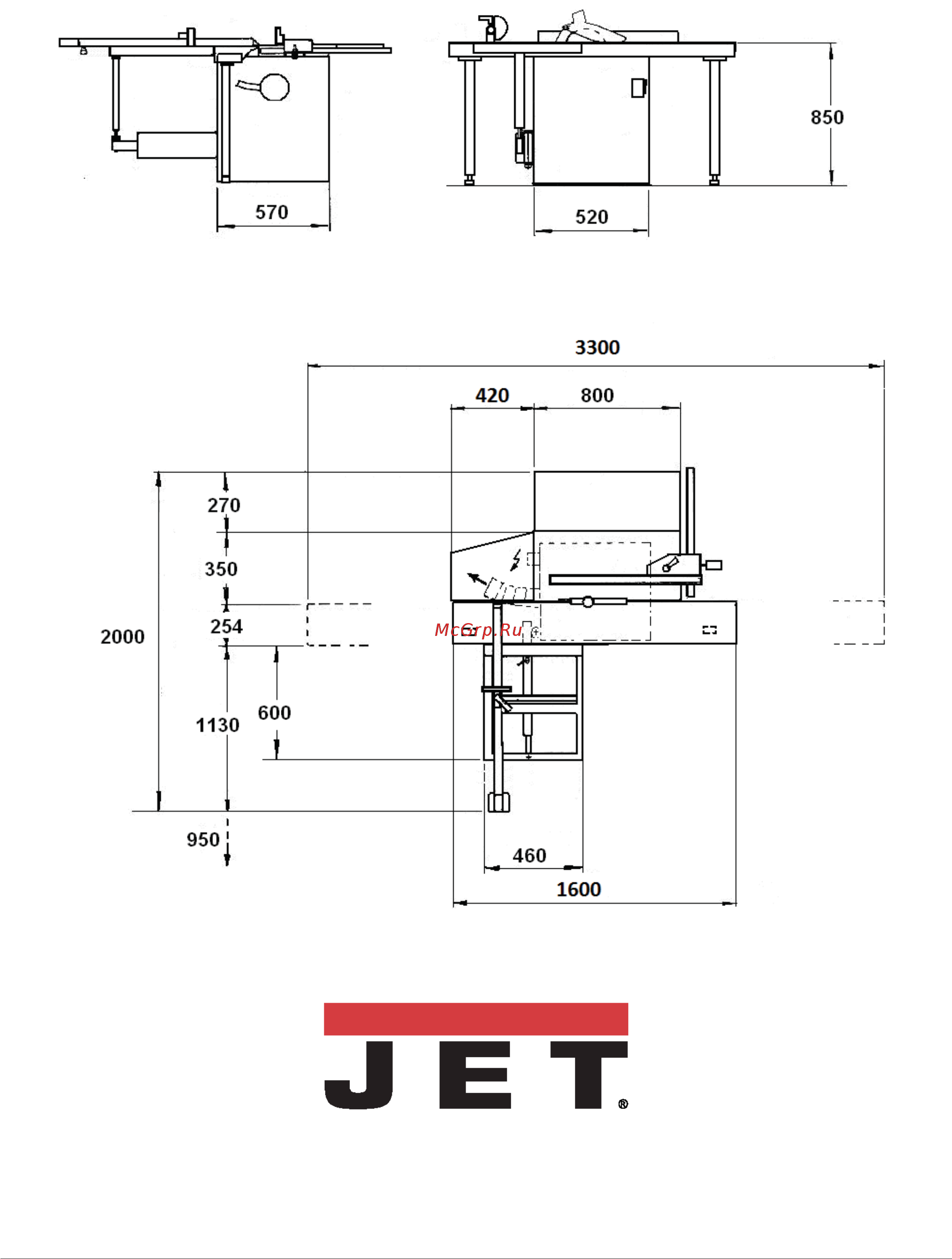 Jet JTS-600XL (10000070XLM) [10/10] Габариты станка jts 600xl