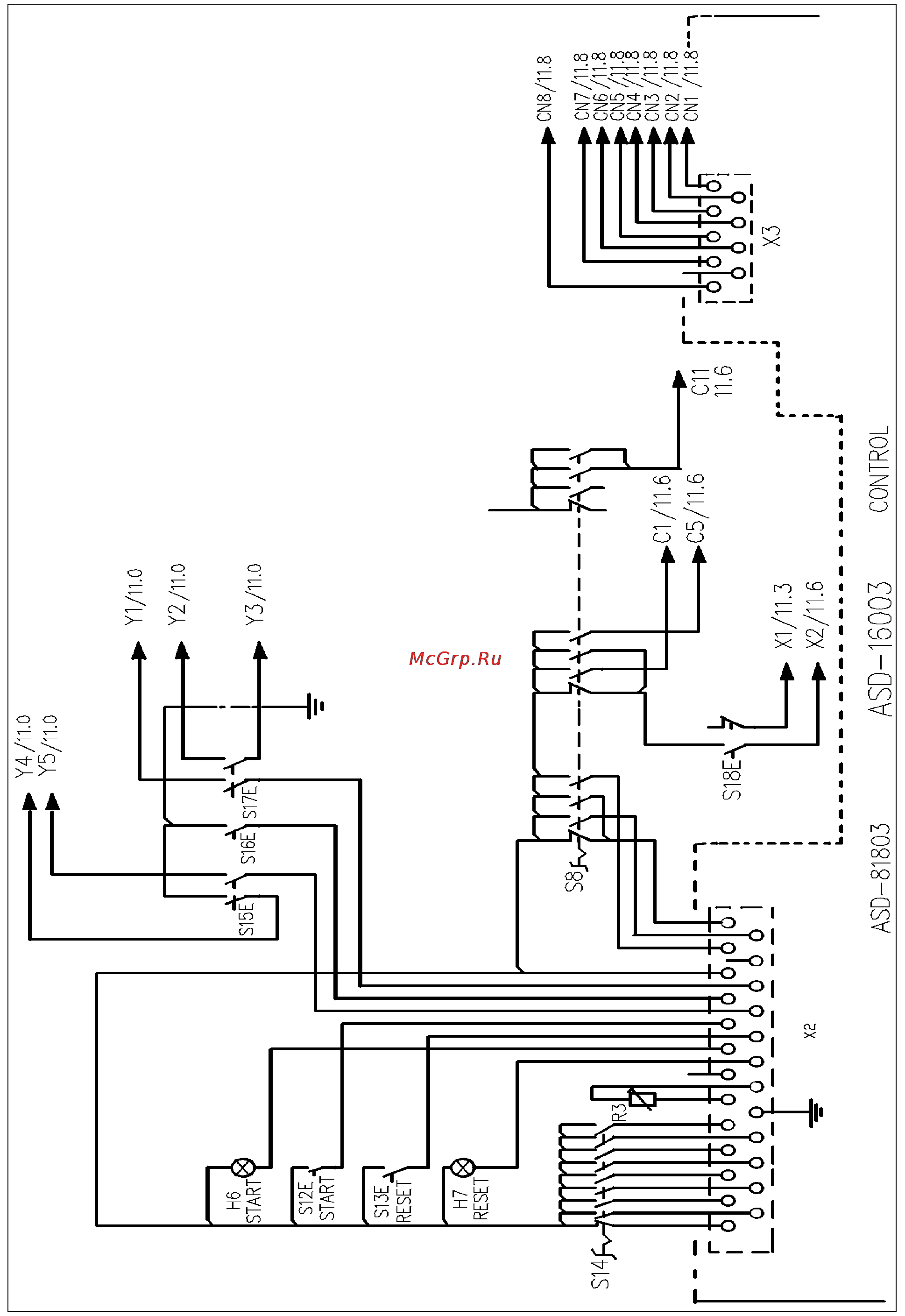 Jet JPSG-1224AH 50000979T 400В [50/58] Схема концевых выключателей