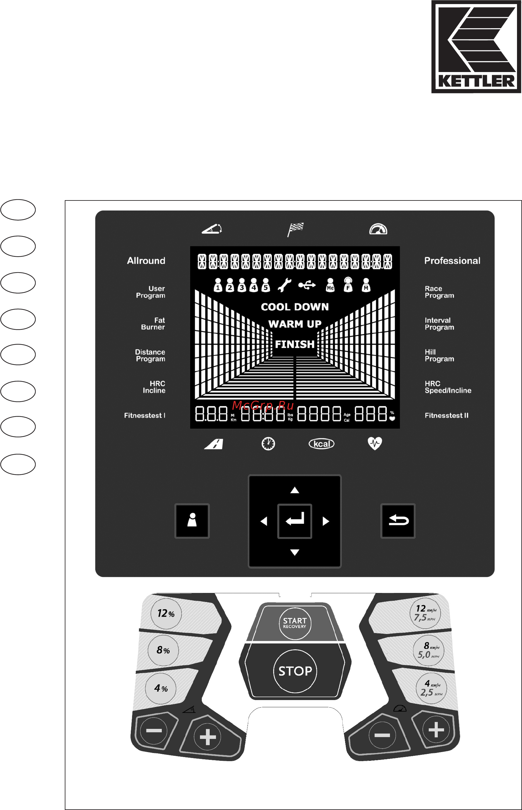 Kettler Track 9 Рекомендации по проведению тренировок и руководство по эксплуатации компьютера онлайн