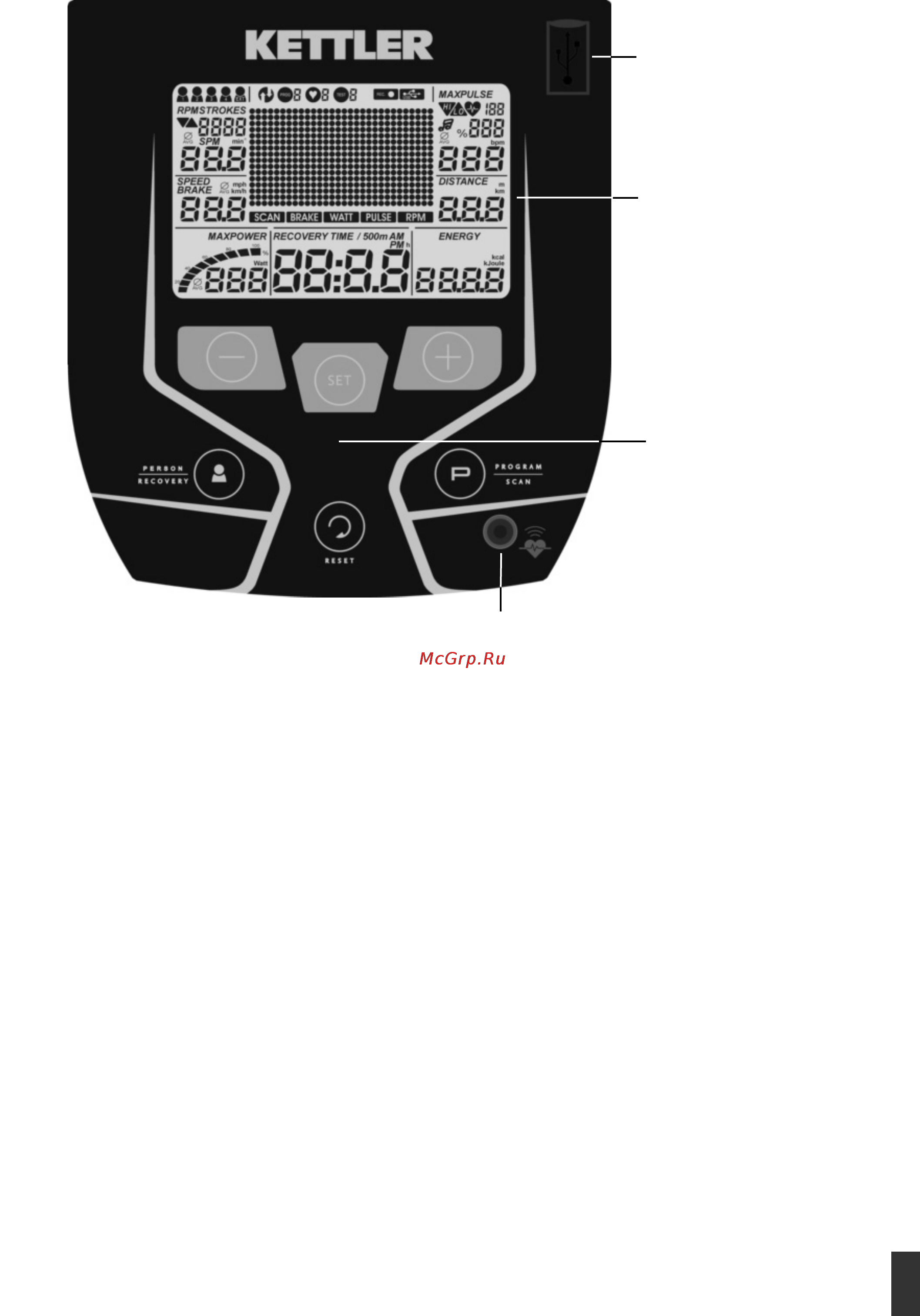 Kettler E5 [3/19] Гнездо для подключе ния usb a