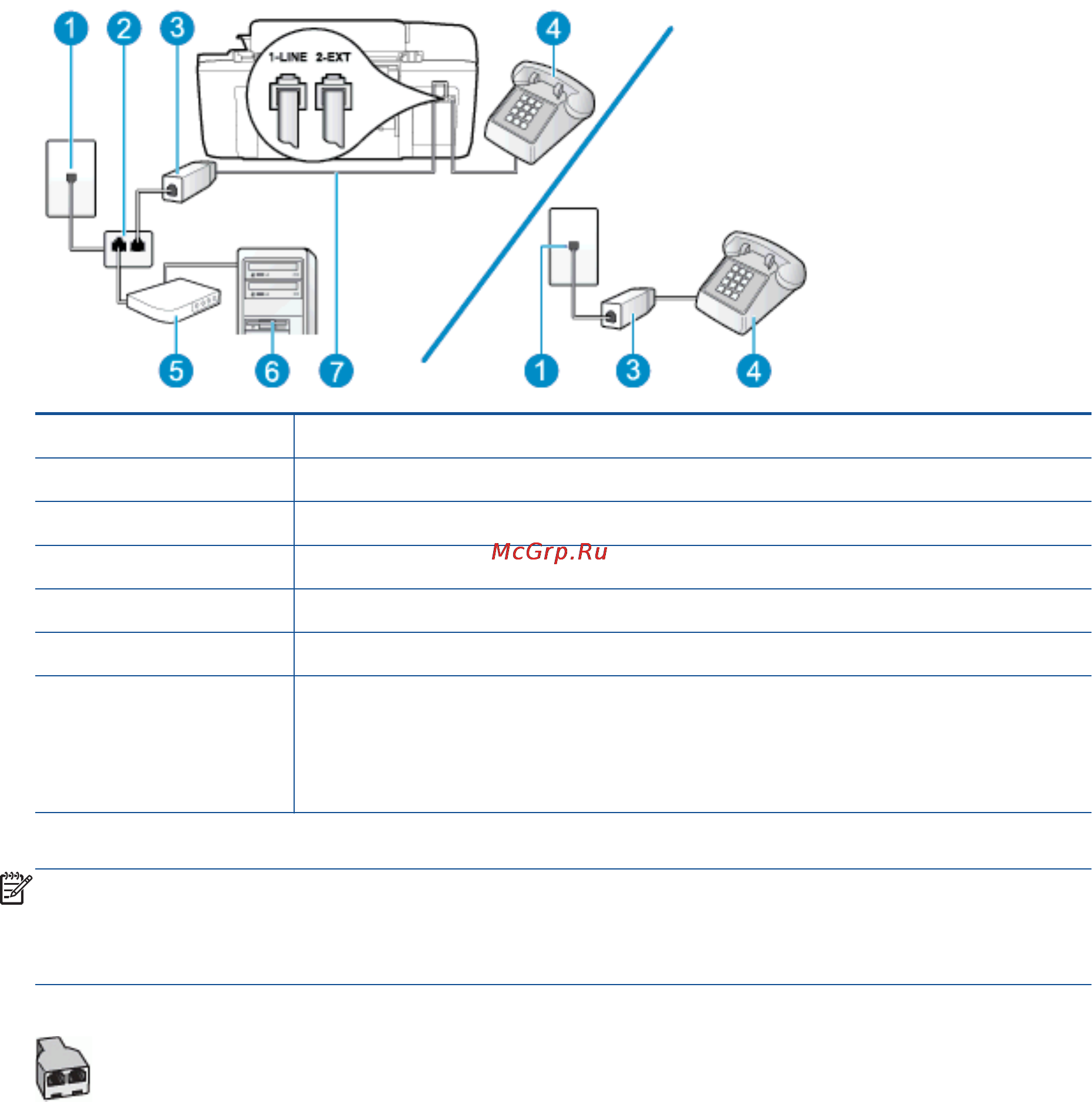 HP Deskjet Ink Advantage 2645 AIO [142/158] Общая линия для голосовых факсимильных вызовов с модемом dsl adsl