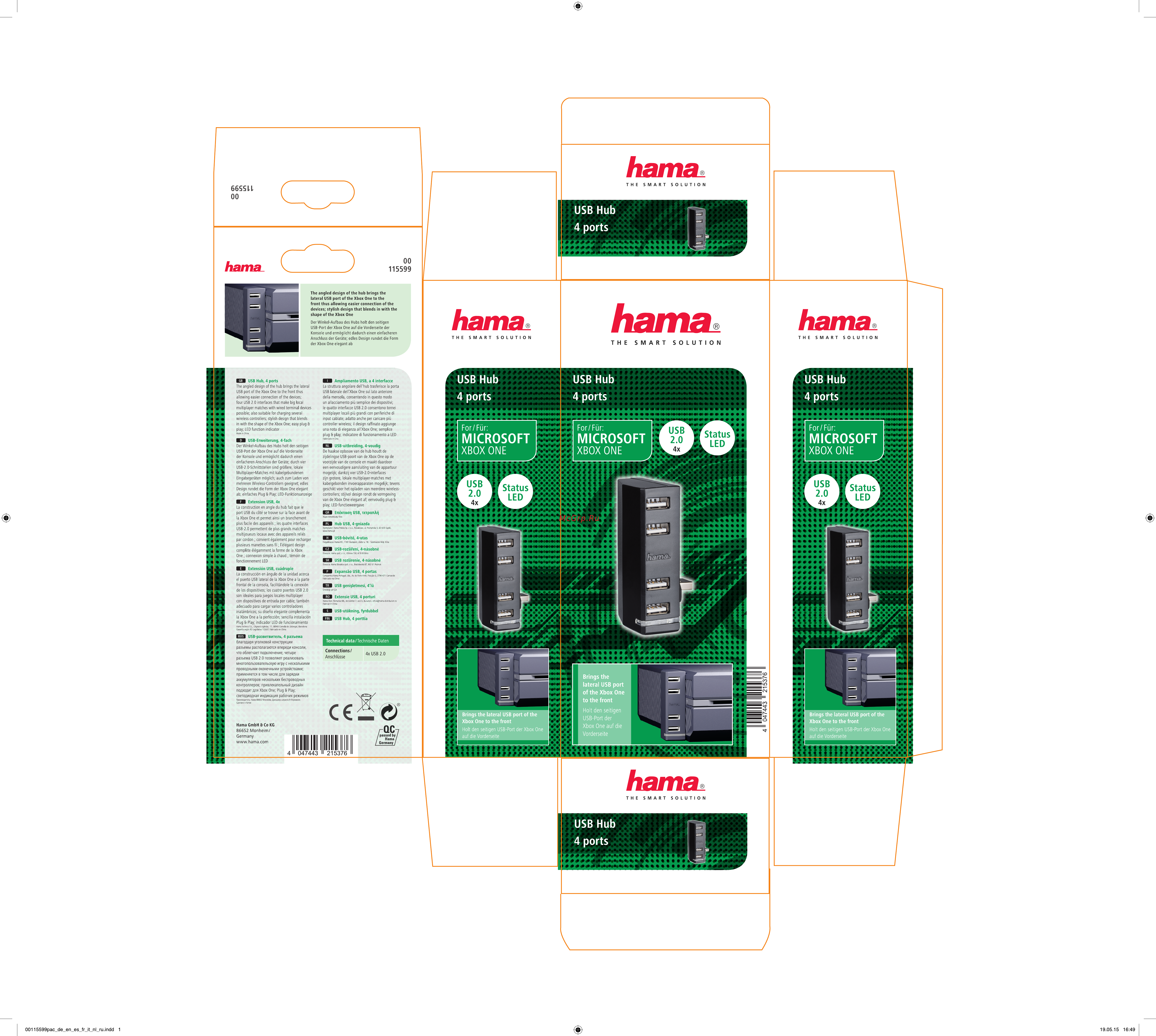 Hama 115599 XboxOne USB hub 4 ports Инструкция по эксплуатации онлайн