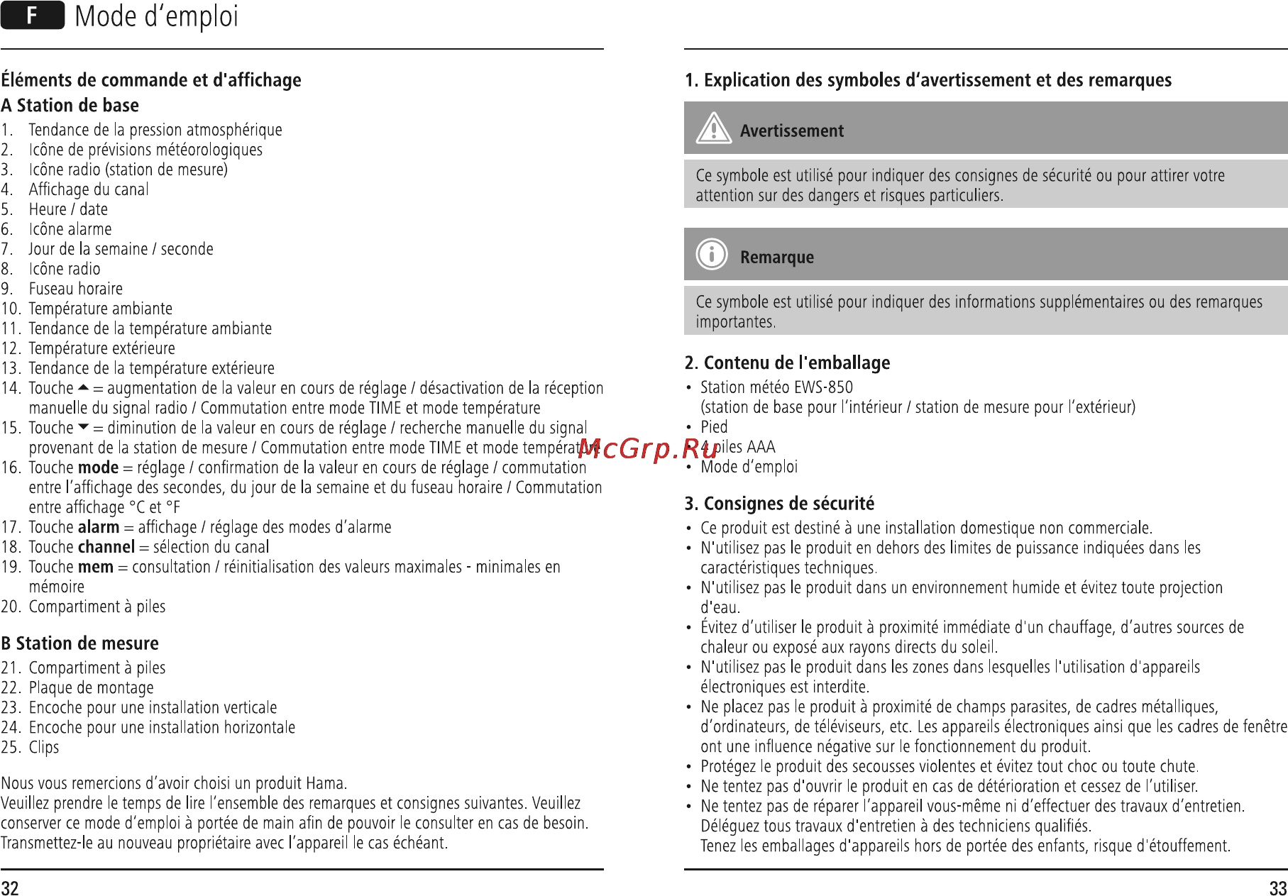 Hama EWS-850 [17/54] Tul mode d emploi
