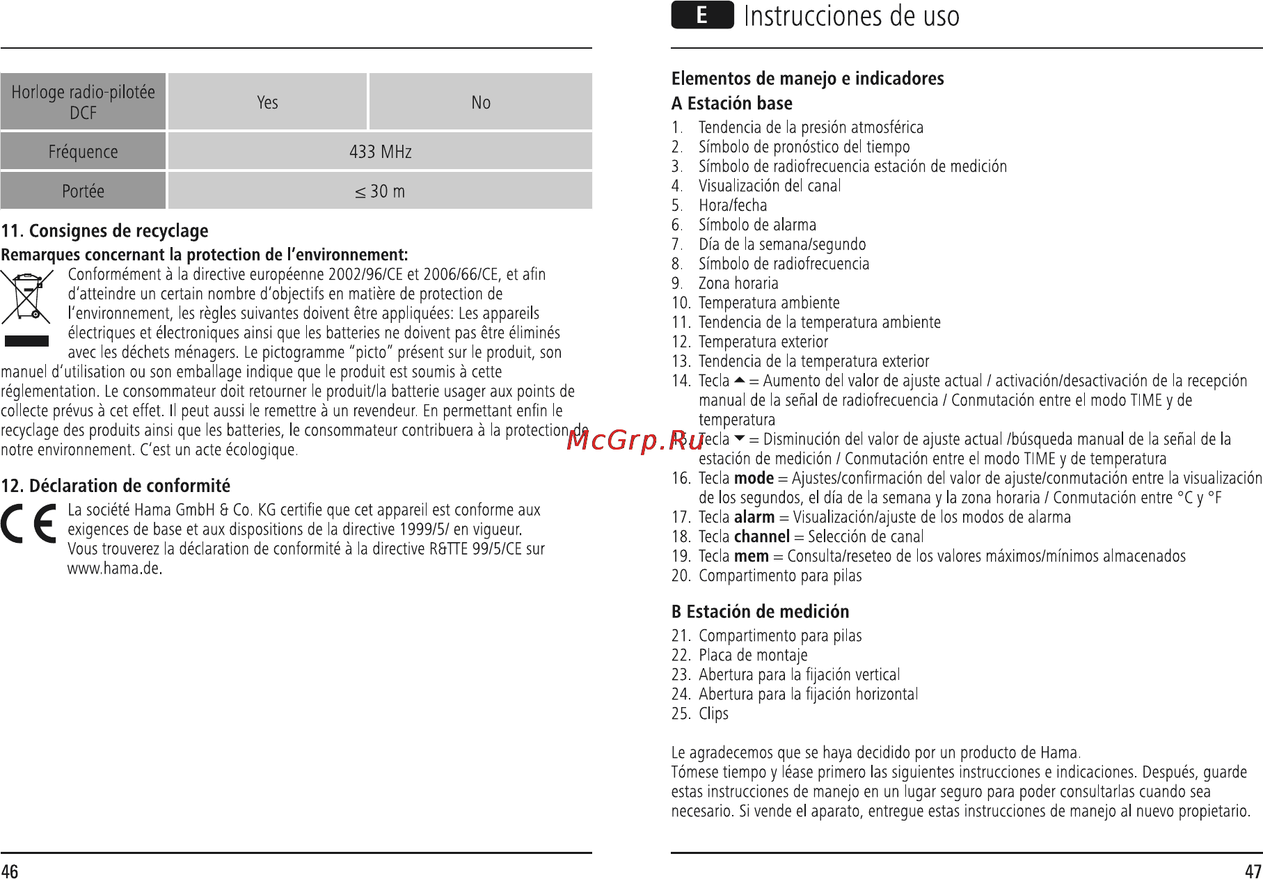Hama EWS-850 [24/54] Instrucciones de uso