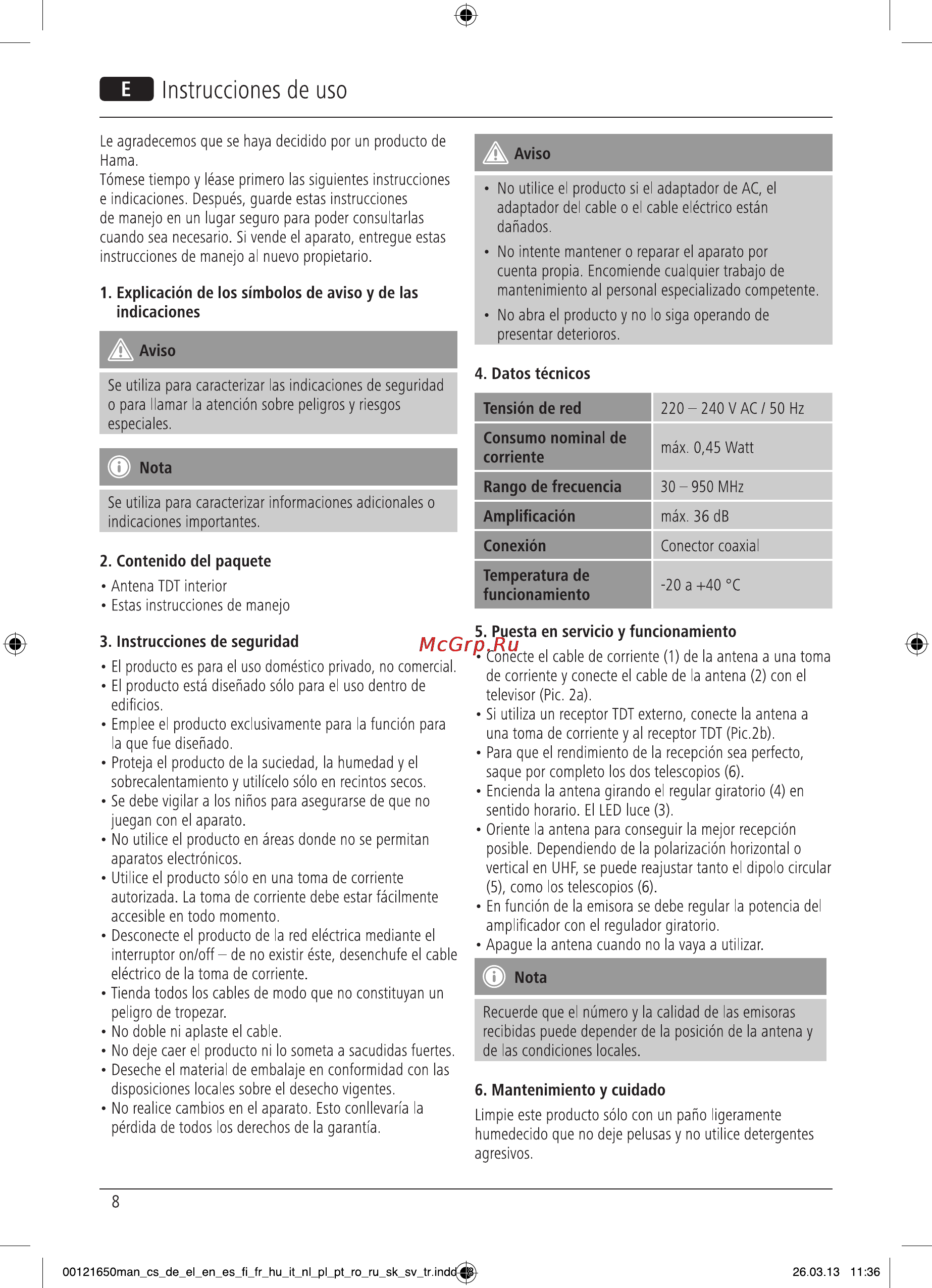 Hama H-121650 [10/38] Instrucciones de uso