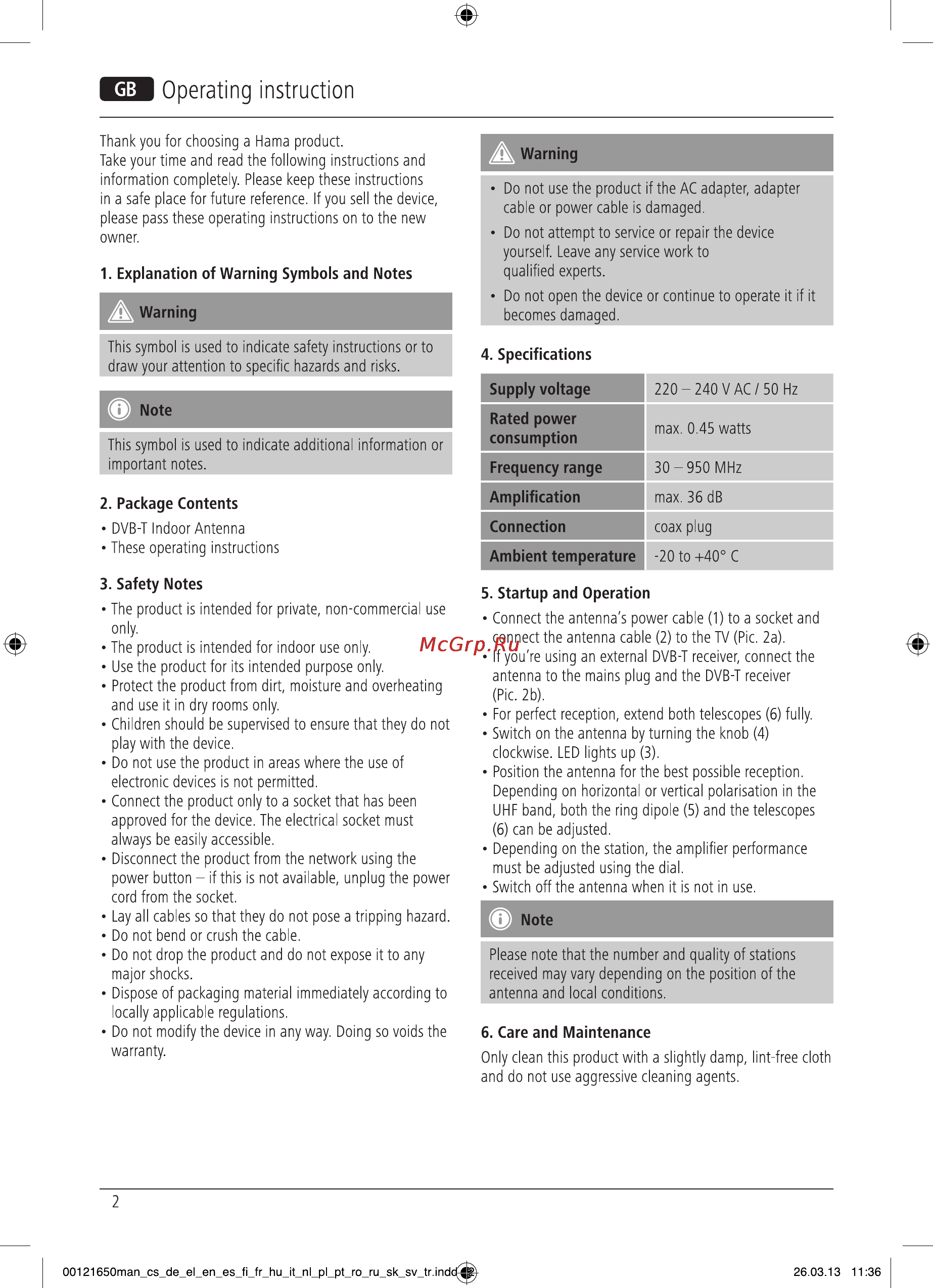 Hama H-121650 [4/38] Operating instruction