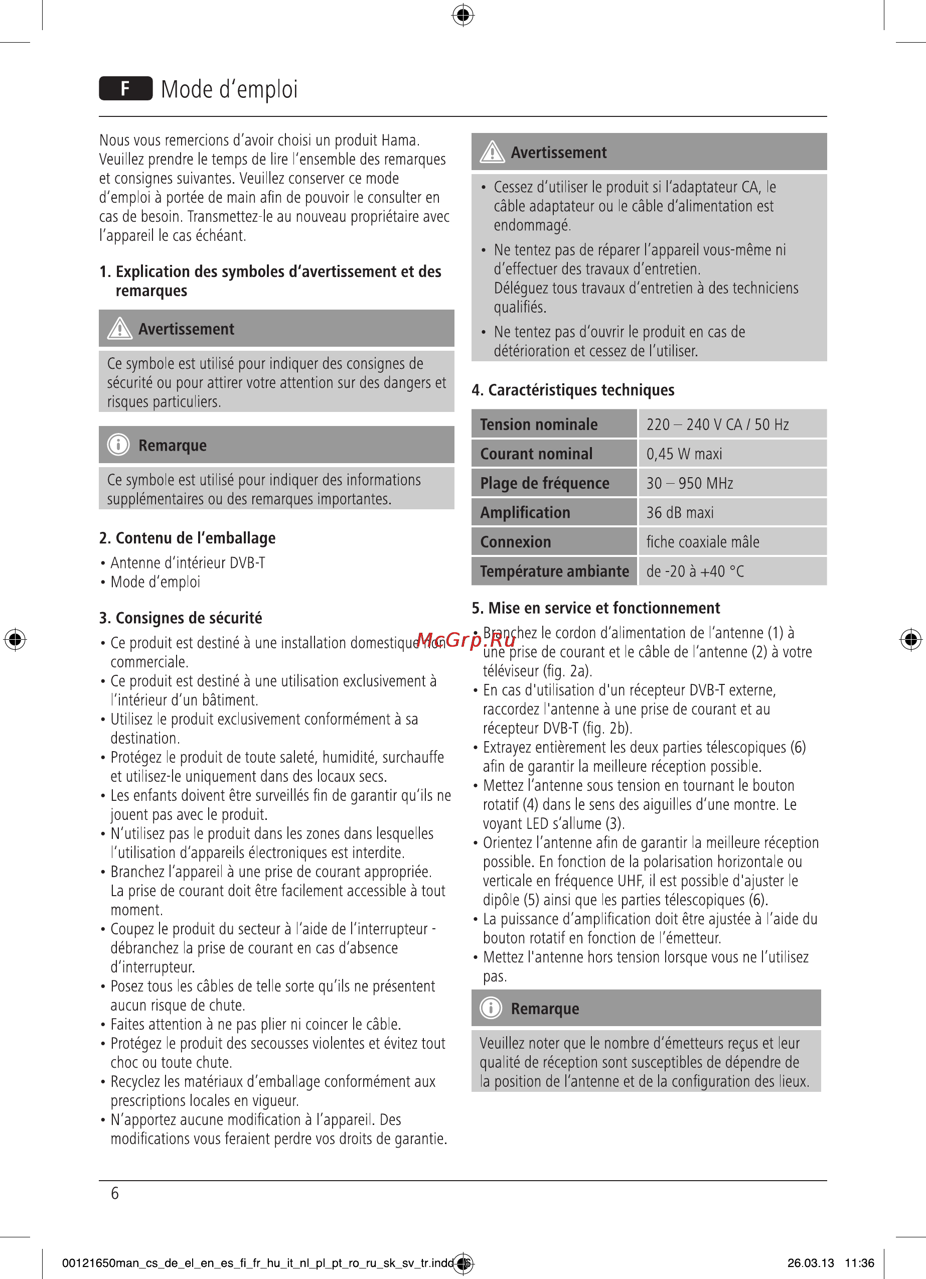 Hama H-121650 [8/38] Mode d emploi