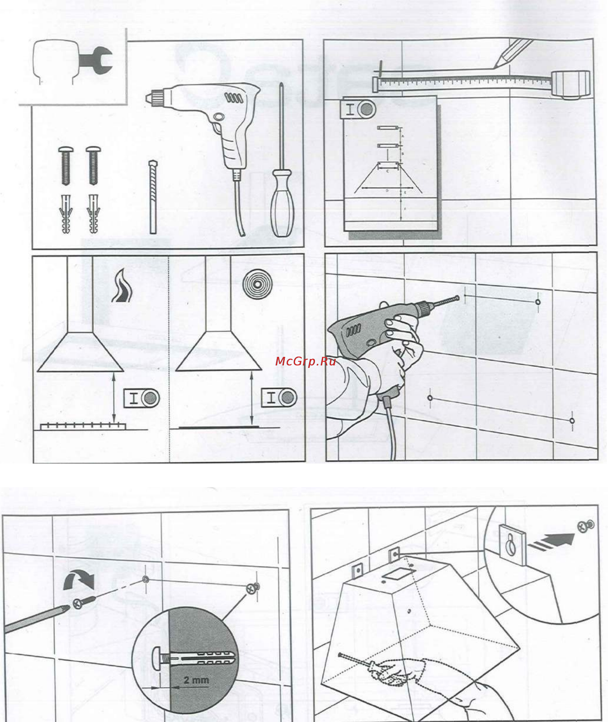 EXITEQ Rosix 600 inox [4/8] Схема монтажа кухонной вытяжки