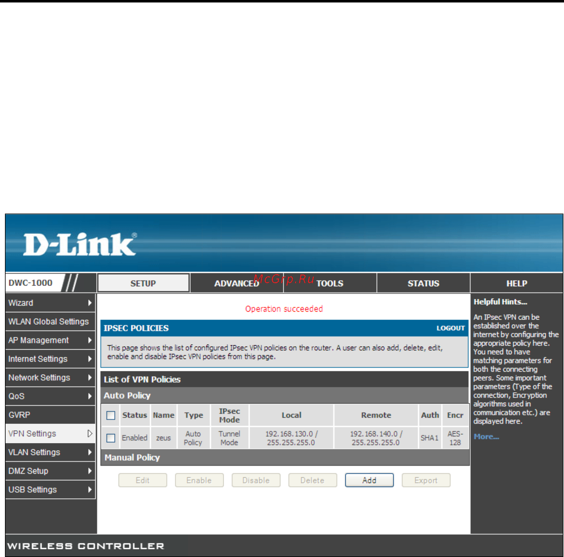 D-Link DWC-1000 [108/246] Enabling ipsec policies