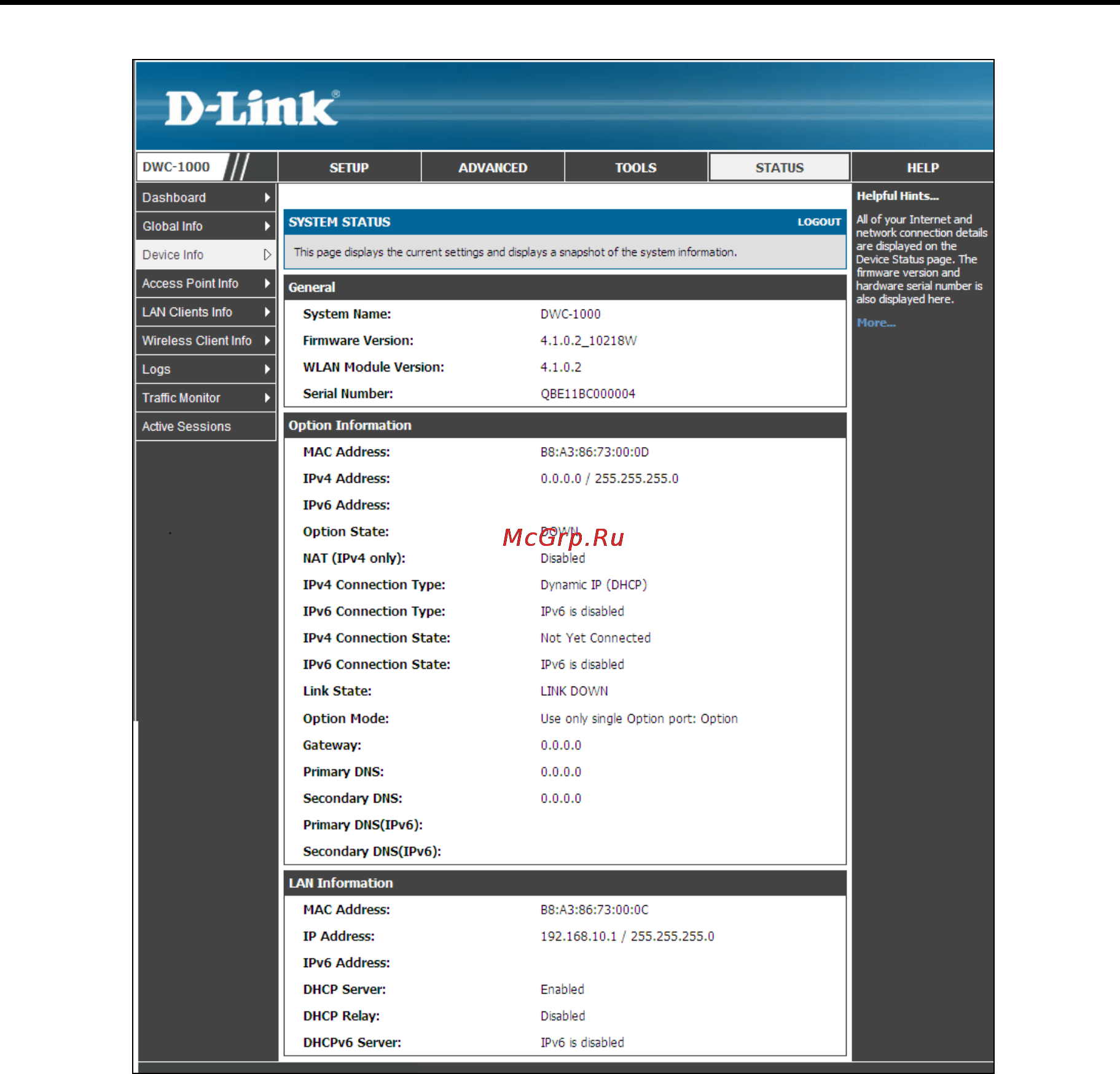 D-Link DWC-1000 [132/246] Figure 7 2 system status page
